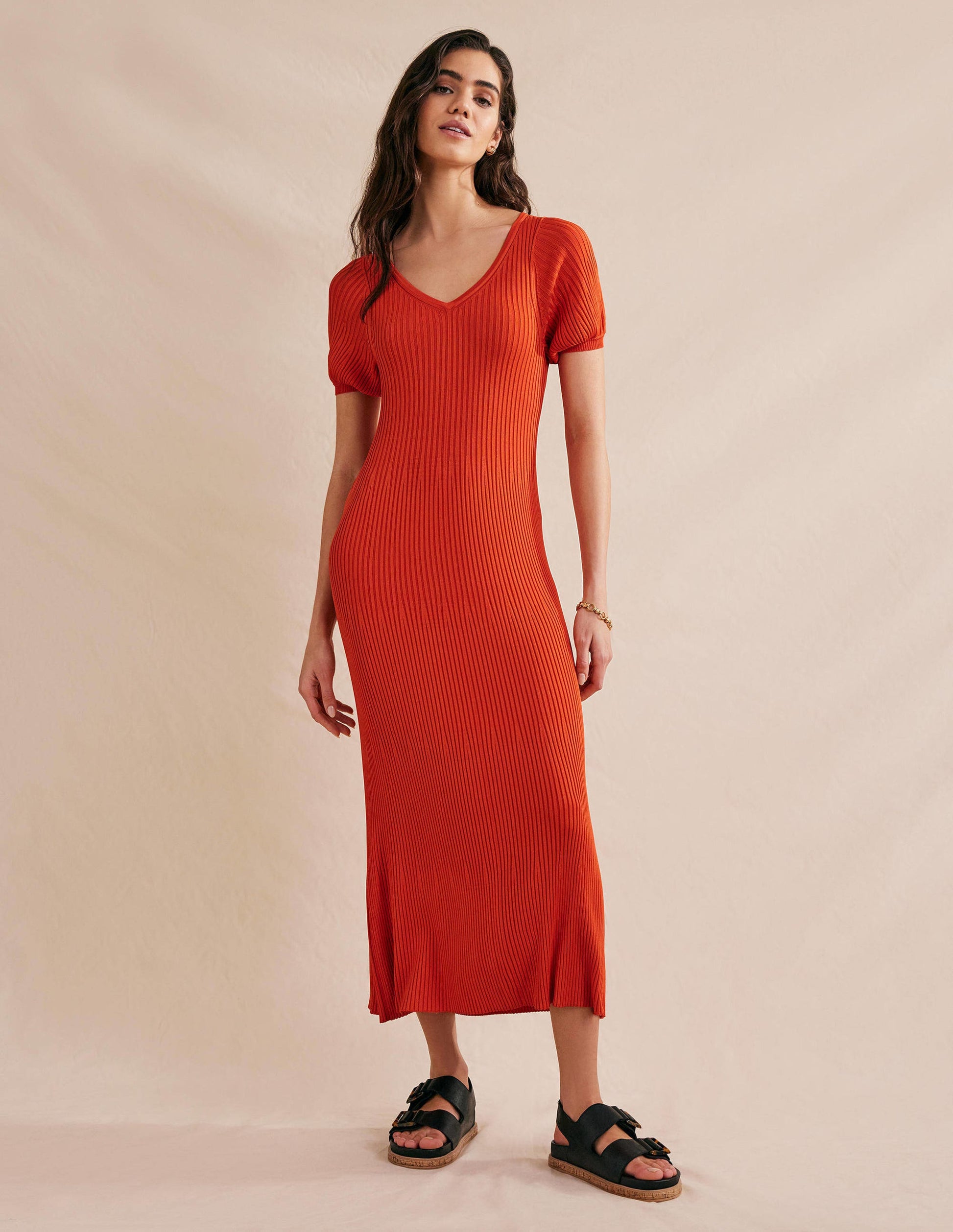 Robe empire en maille-Kumquat-2