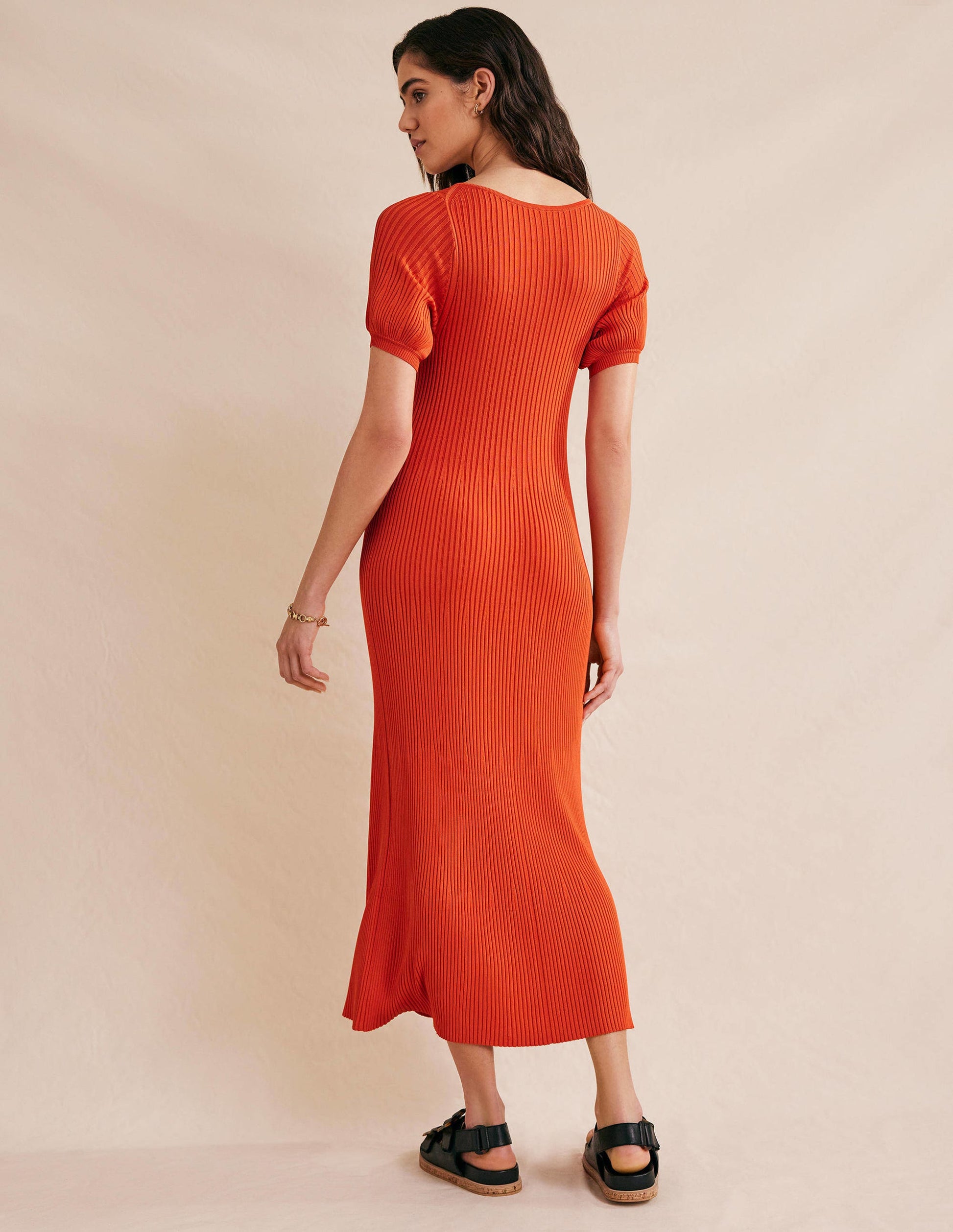 Robe empire en maille-Kumquat-4