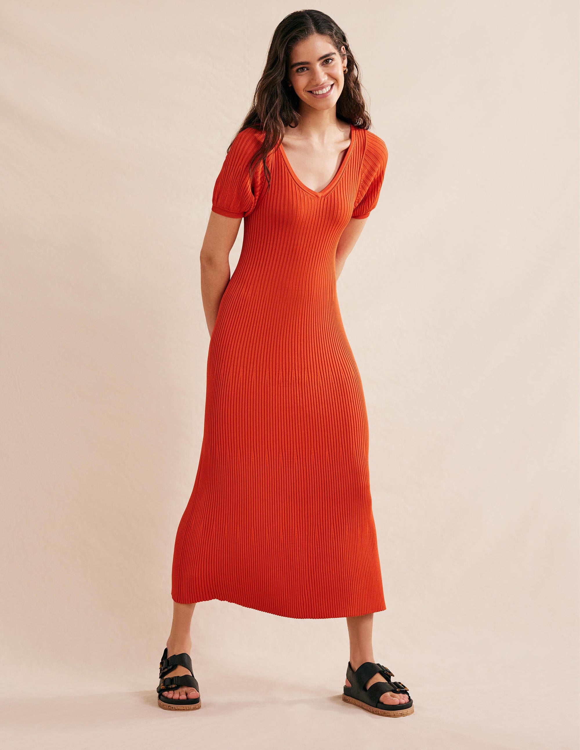 Robe empire en maille-Kumquat - Image 5