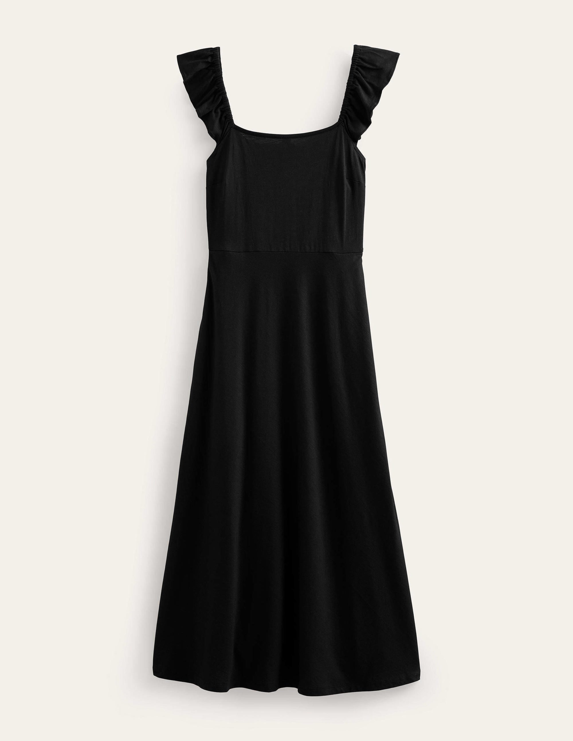 Robe midi volantée en jersey-Noir - Image 6