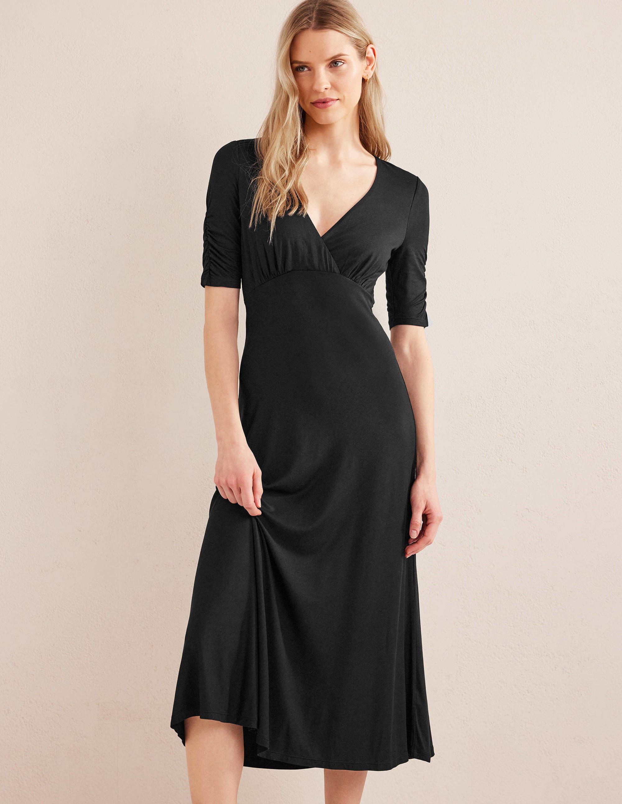 Rebecca Midi-Teekleid aus Jersey-Schwarz - Image 1