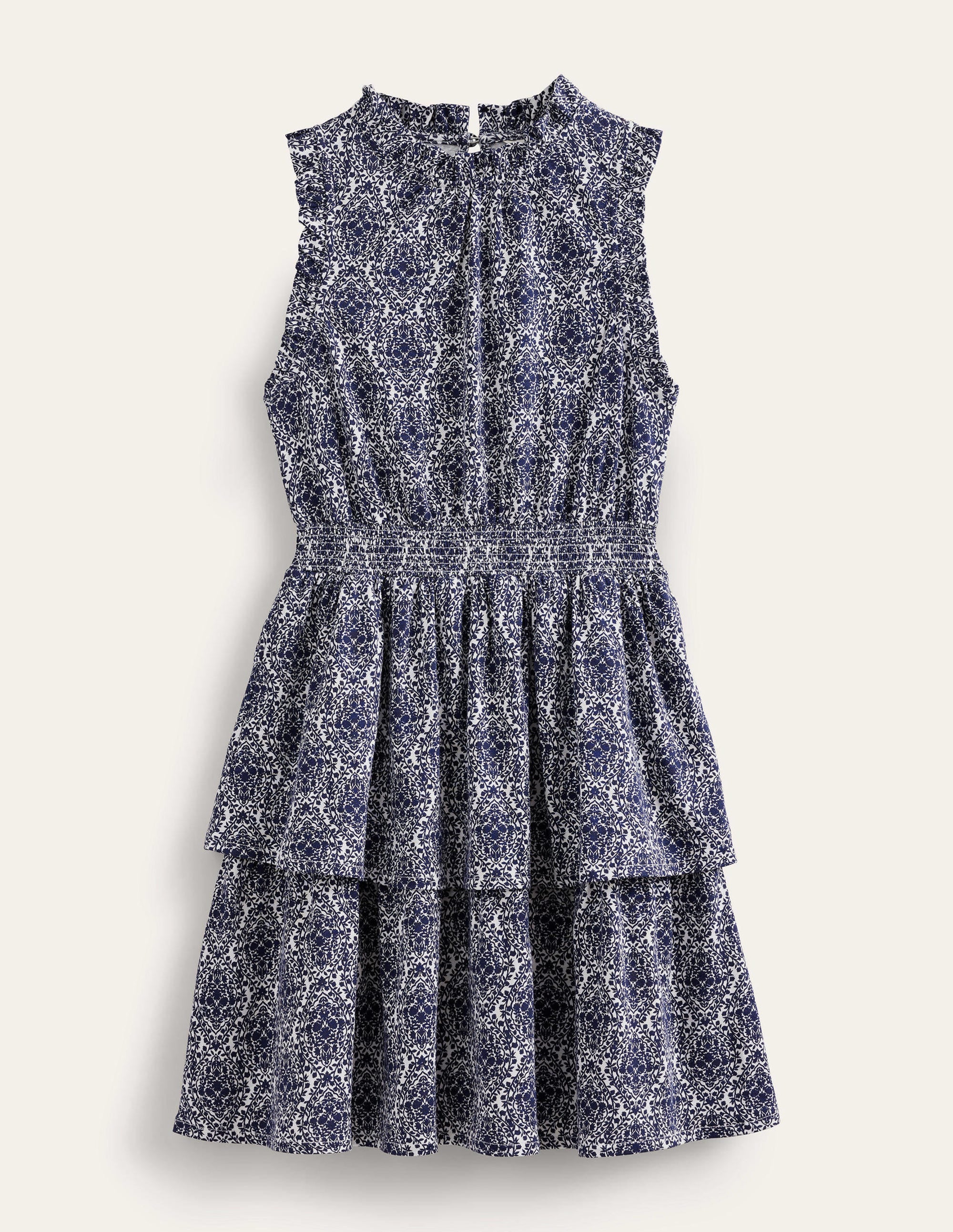 Mini-robe en jersey à volants-Bleu de Prusse, motif Vine Terrace - Image 5