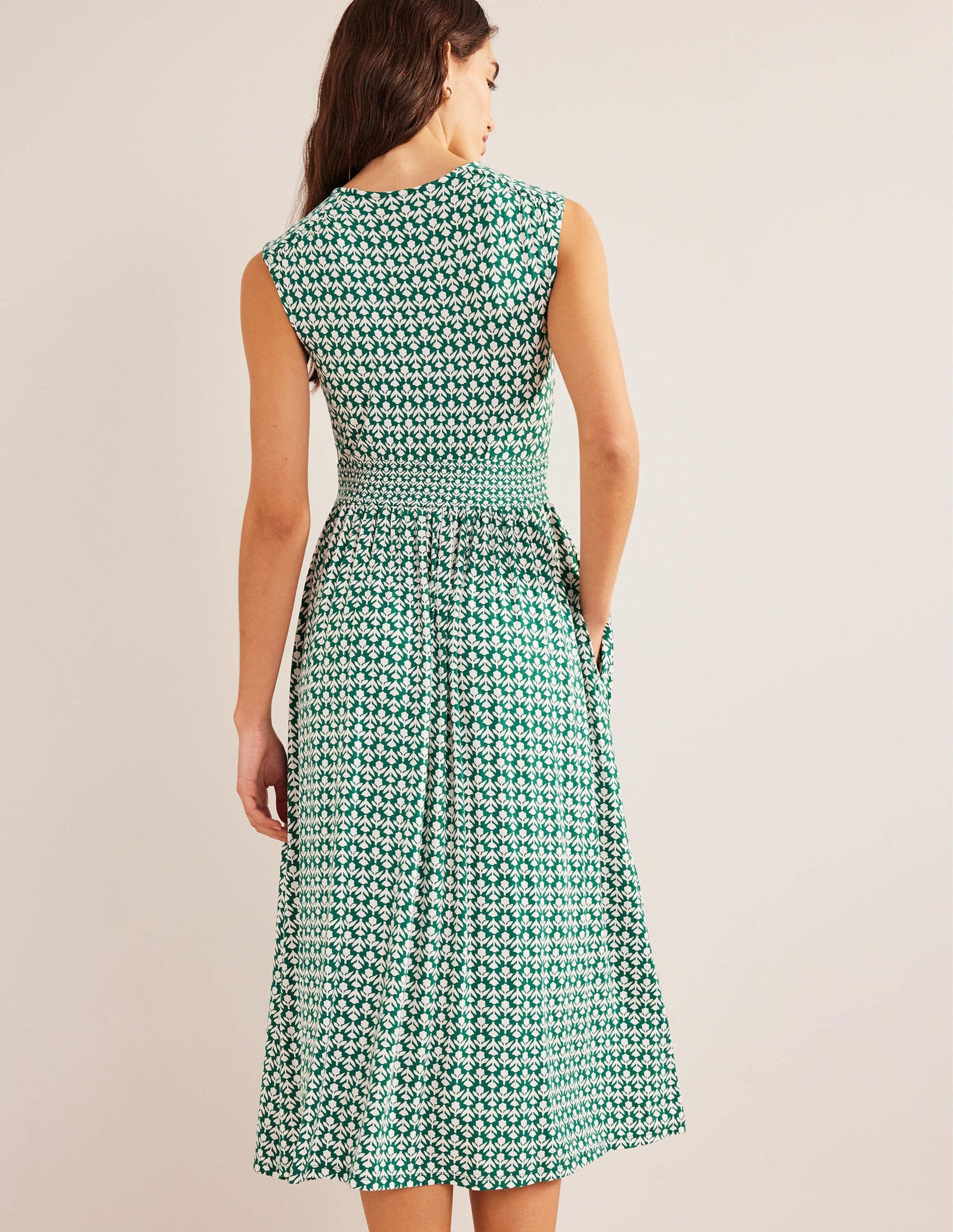 Thea Ärmelloses Midikleid-Flaschengrün, Tulpenzweig-3
