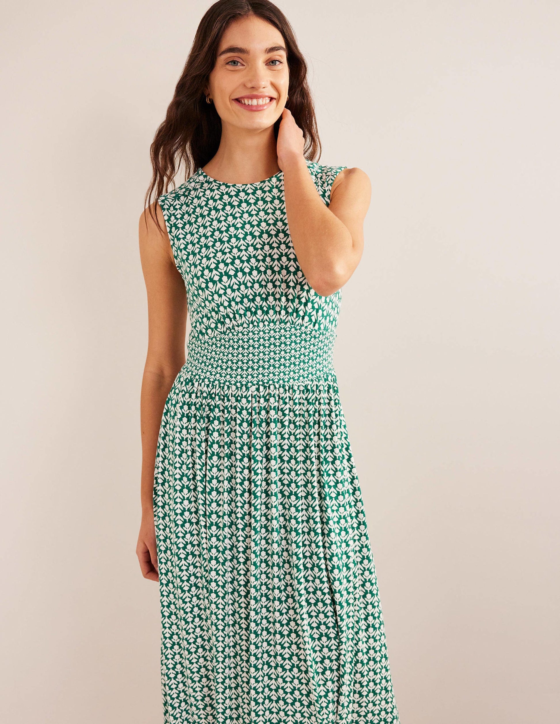 Thea Ärmelloses Midikleid-Flaschengrün, Tulpenzweig-4