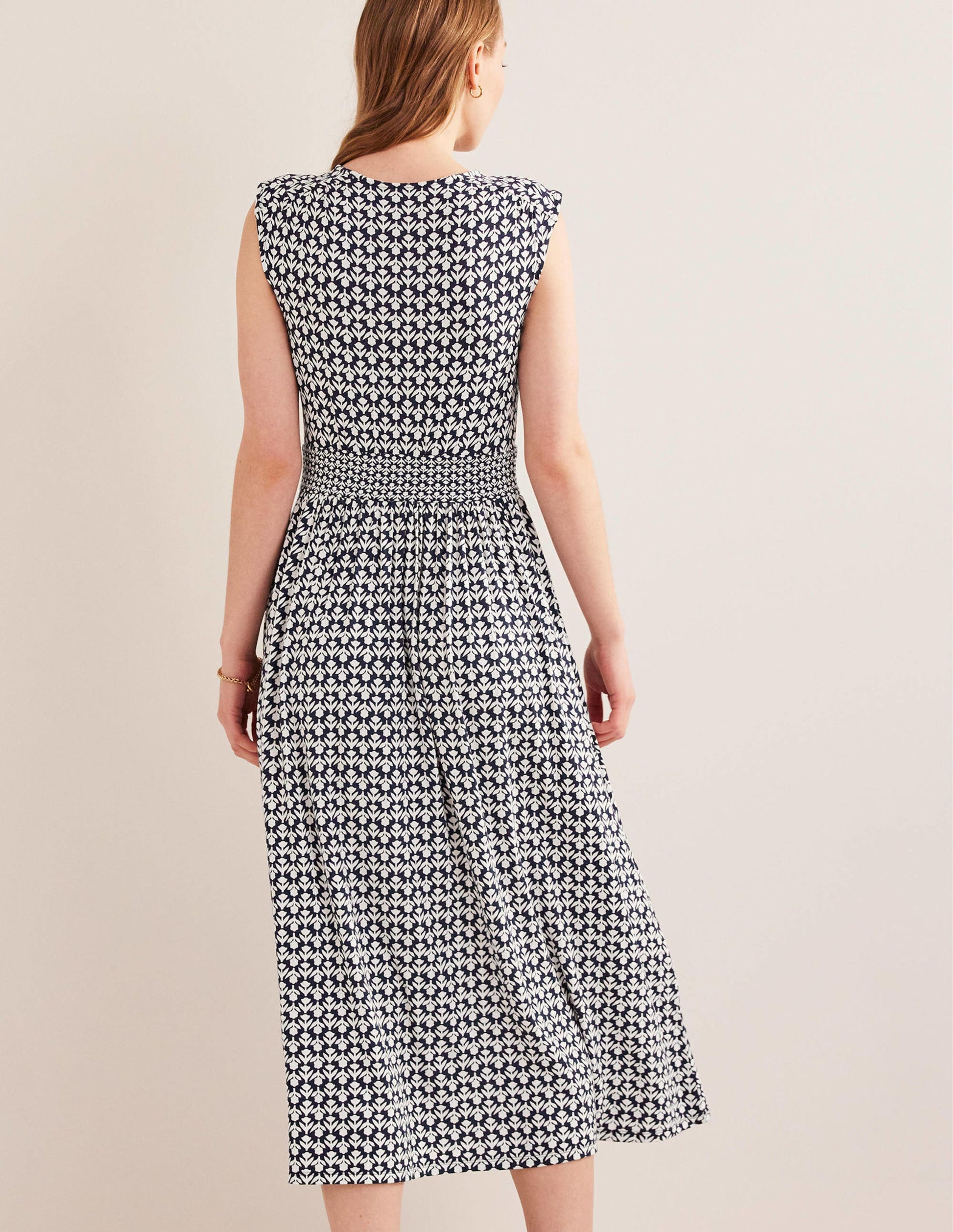 Thea Ärmelloses Midikleid-Französisches Marineblau, Tulpenzweig-3