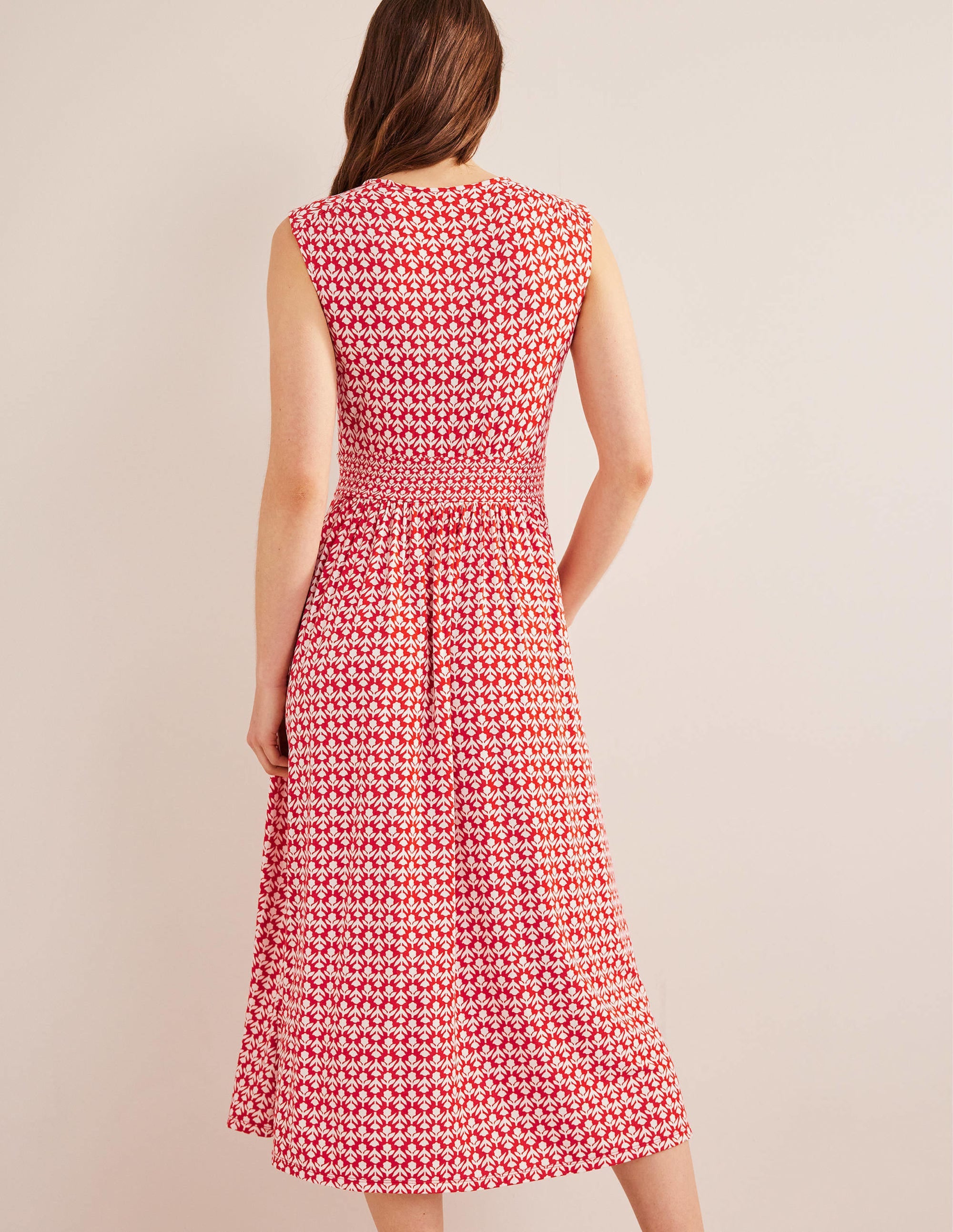 Robe midi Thea sans manches-Vermillon, motif Tulip Pop - Image 3