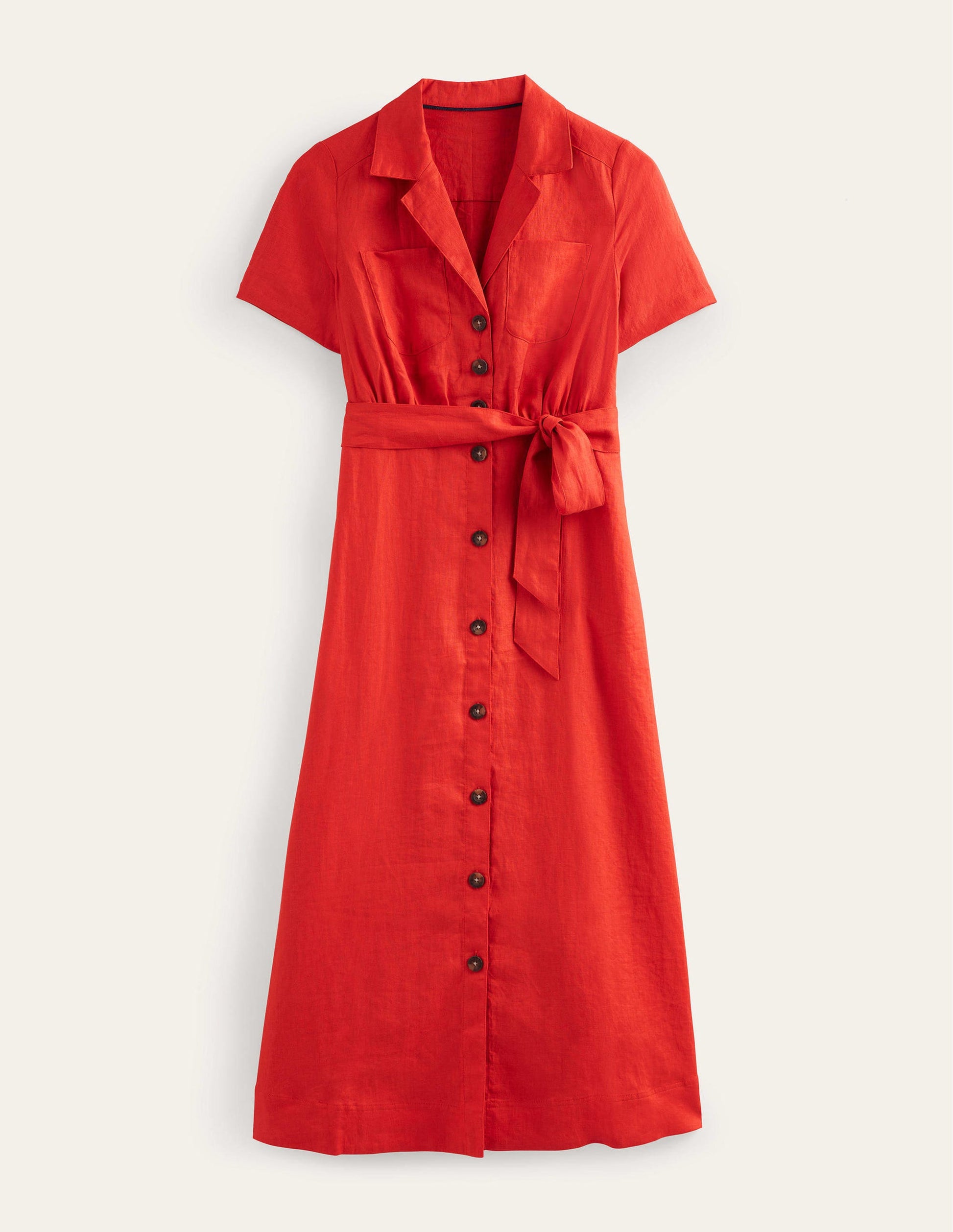 Maxi-Hemdblusenkleid mit Revers-Zinnoberrot-5