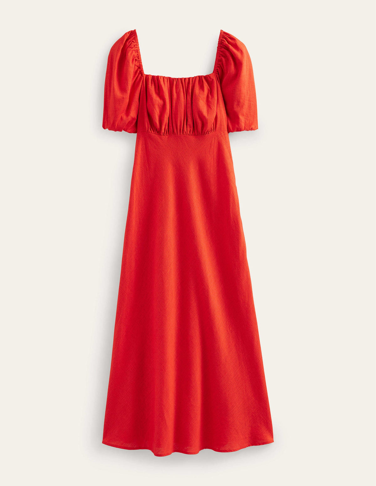 Midikleid mit gerafftem Oberteil-Zinnoberrot-7