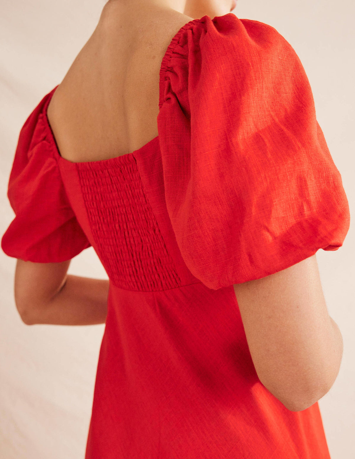 Midikleid mit gerafftem Oberteil-Zinnoberrot - Image 4