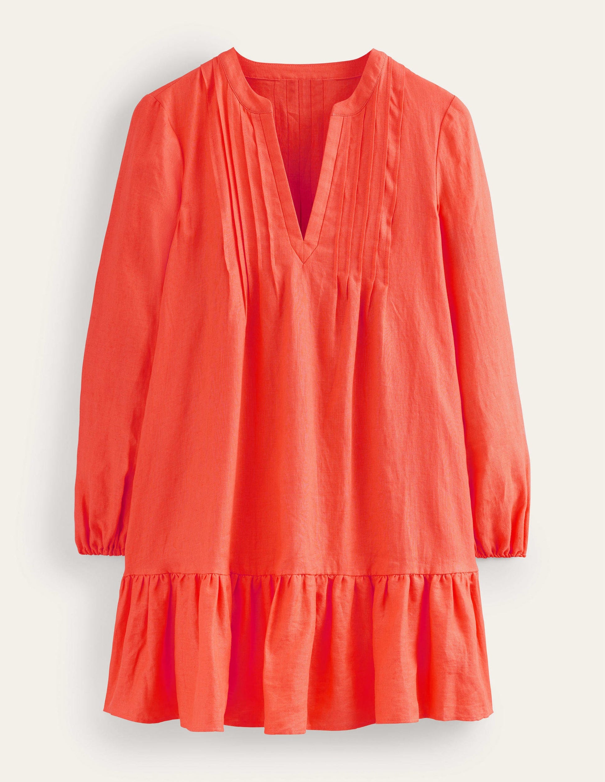 Gestuftes Minikleid aus Leinen-Wassermelonenbowle-5