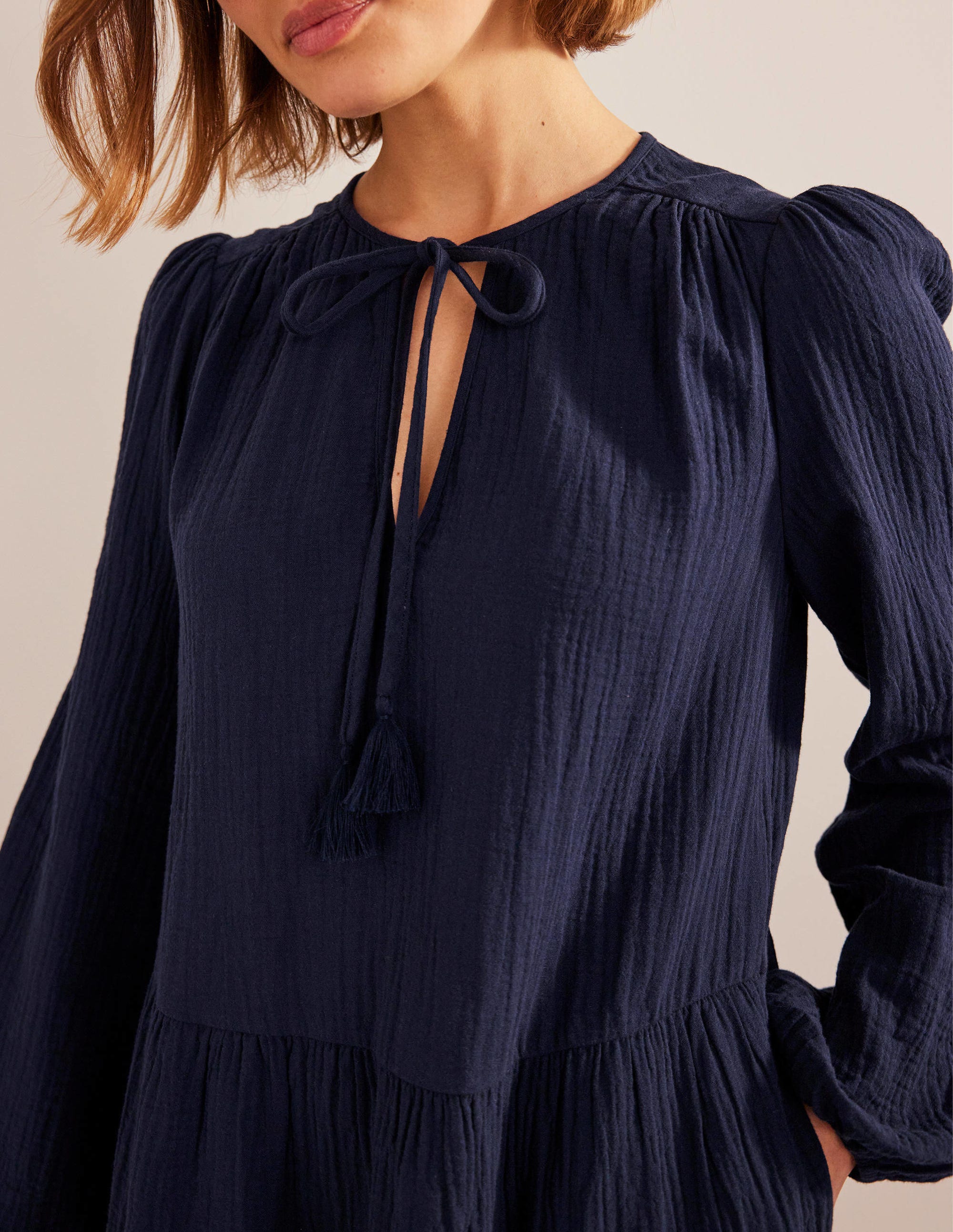 Seihtuch-Minikleid-Marineblau - Image 2