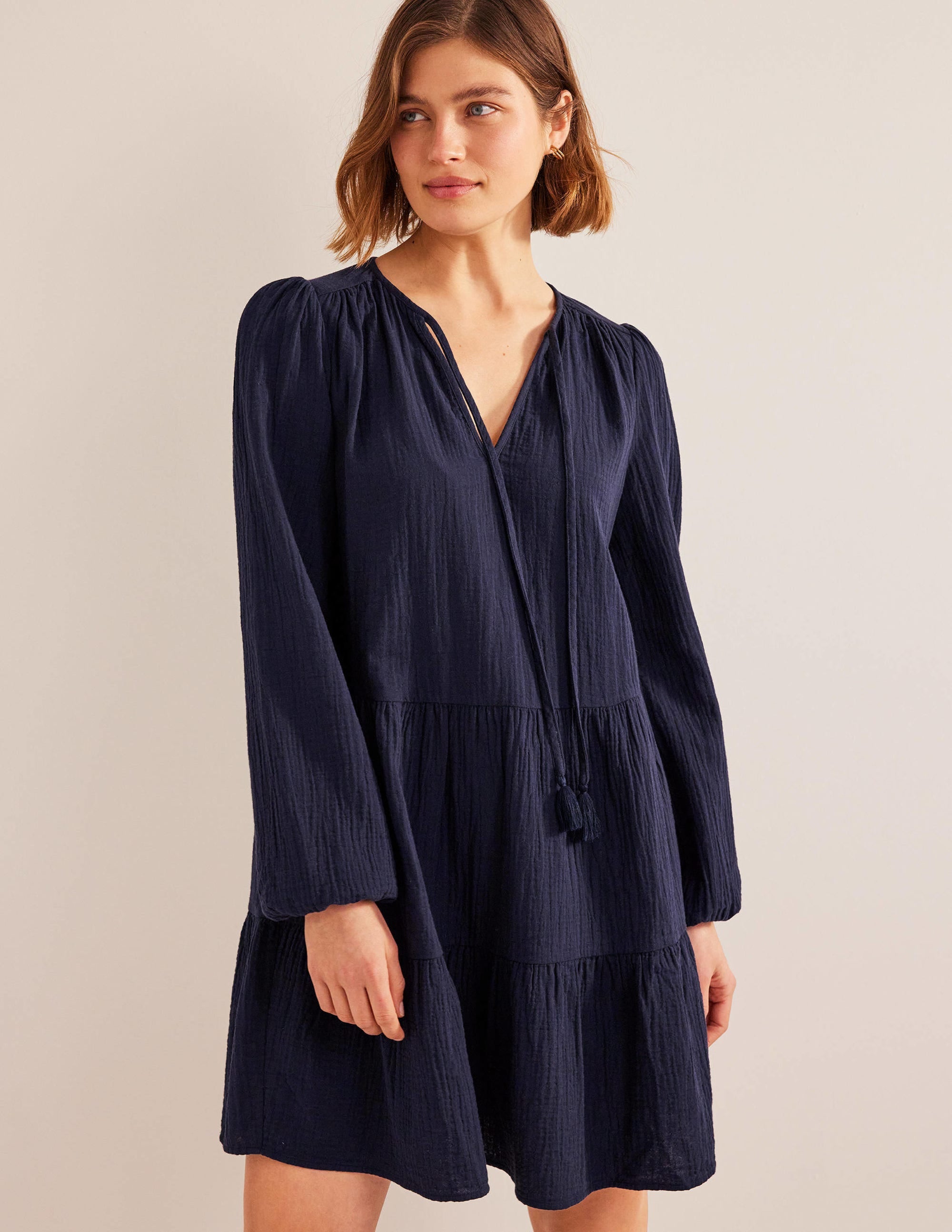 Seihtuch-Minikleid-Marineblau - Image 4