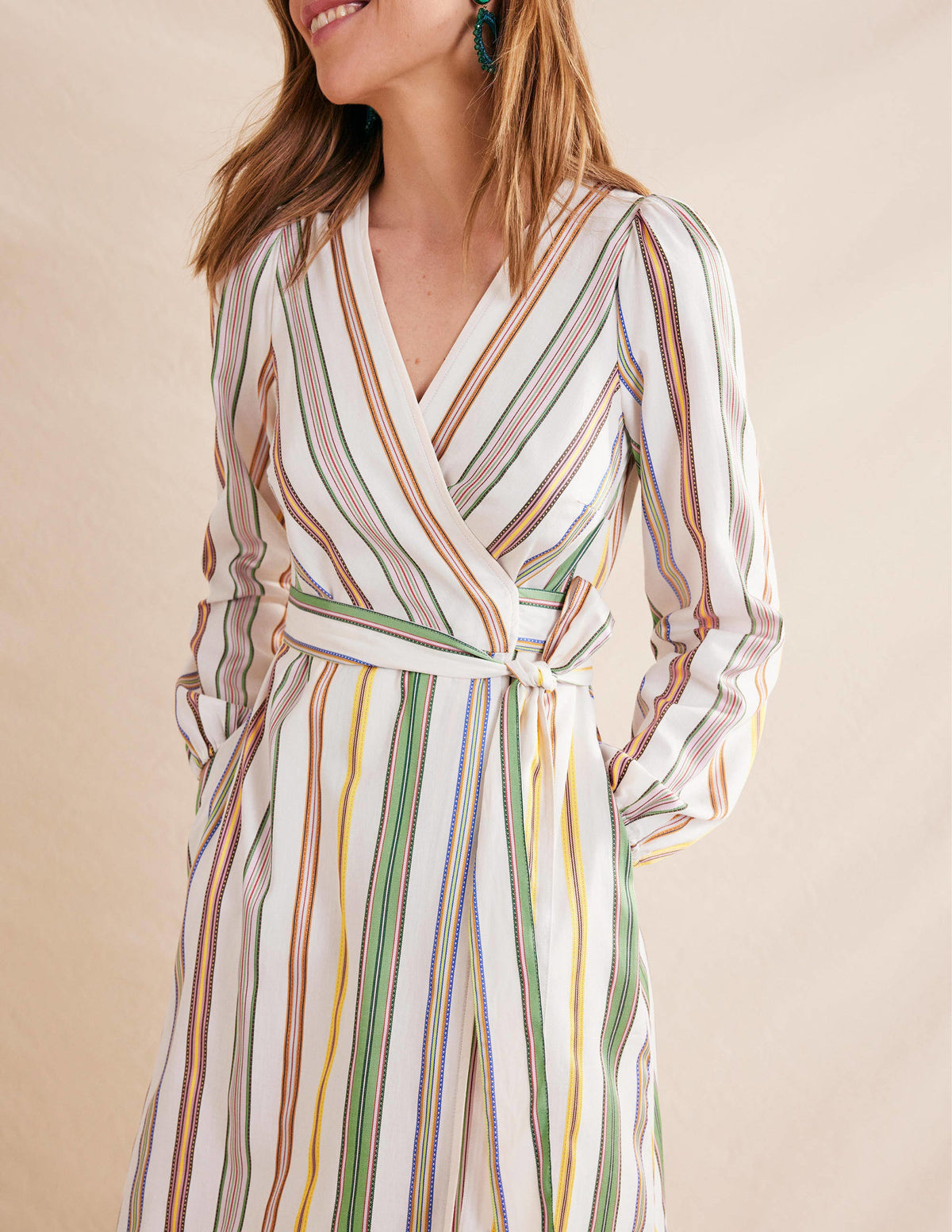 Maxi-Wickelkleid mit Stufen-Bunt, Gestreift-2