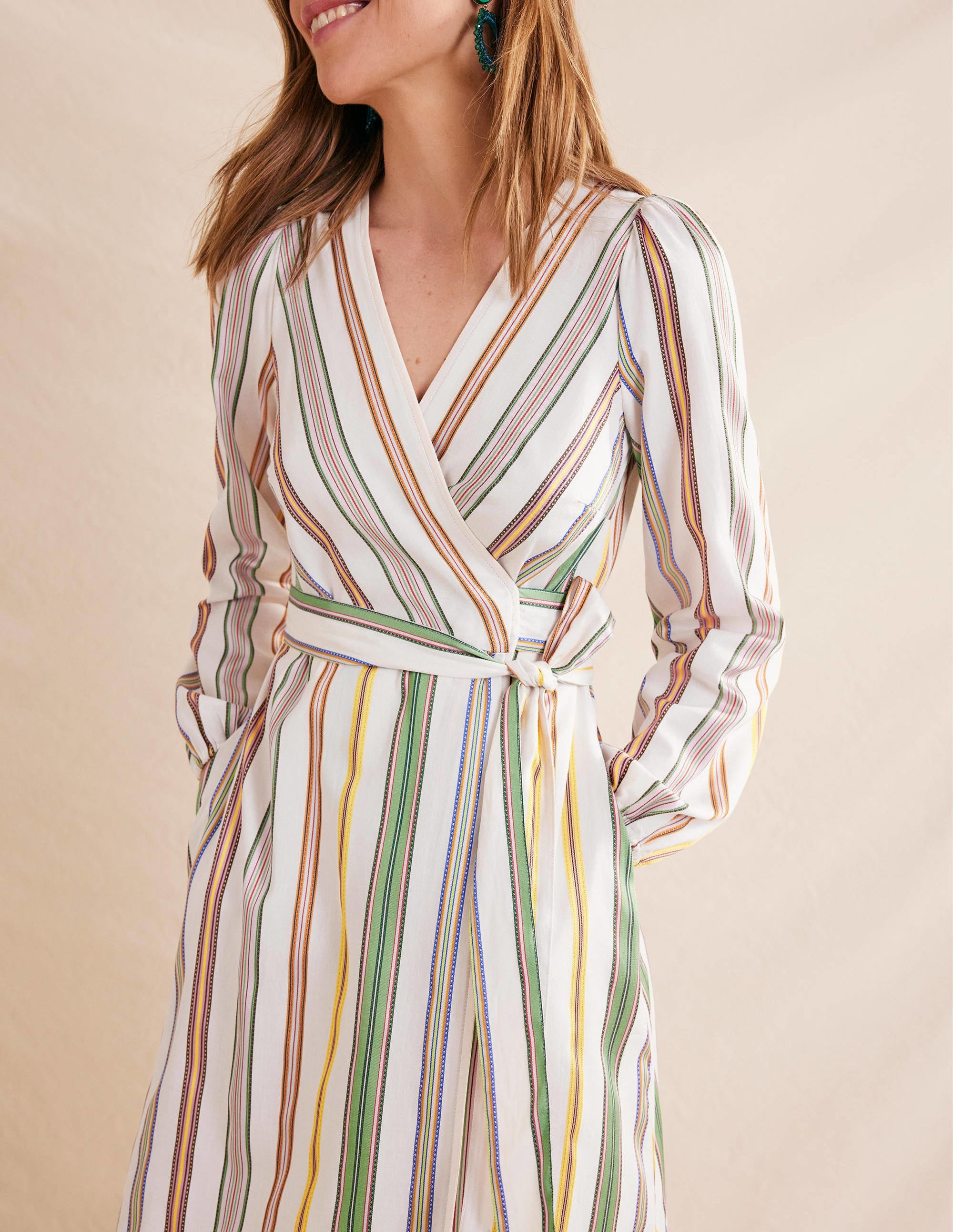 Maxi-Wickelkleid mit Stufen-Bunt, Gestreift - Image 2