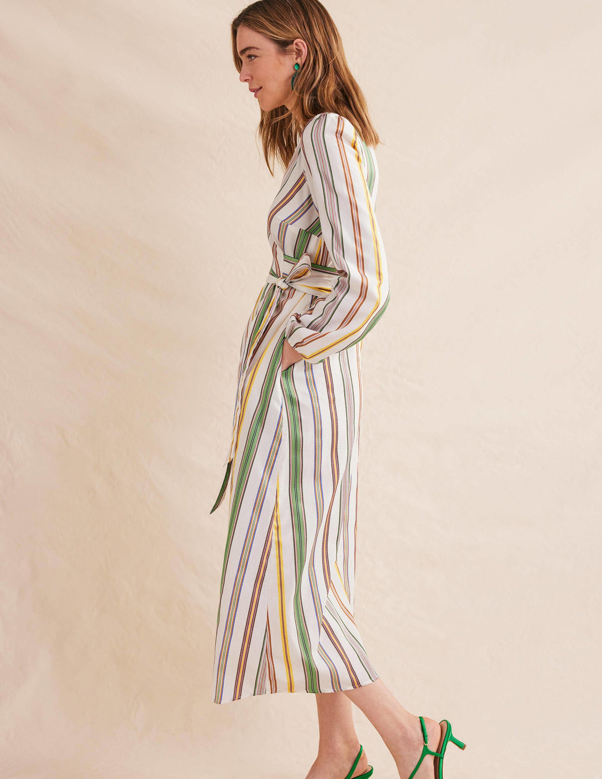 Maxi-Wickelkleid mit Stufen-Bunt, Gestreift - Image 3