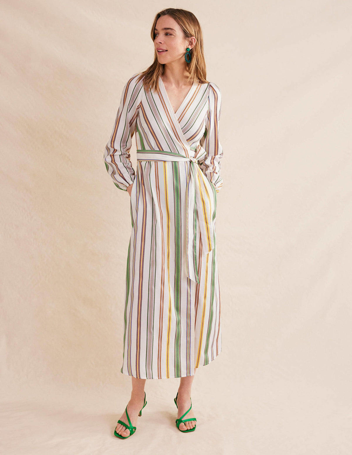 Maxi-Wickelkleid mit Stufen-Bunt, Gestreift-4