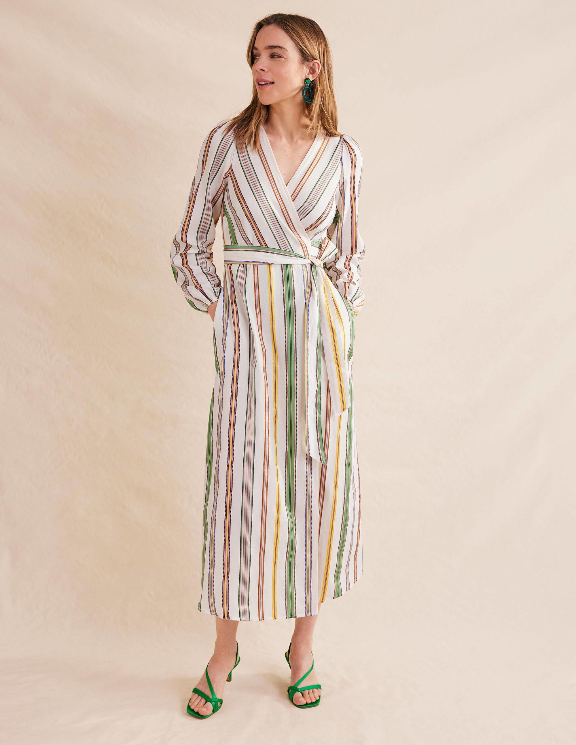 Maxi-Wickelkleid mit Stufen-Bunt, Gestreift - Image 4