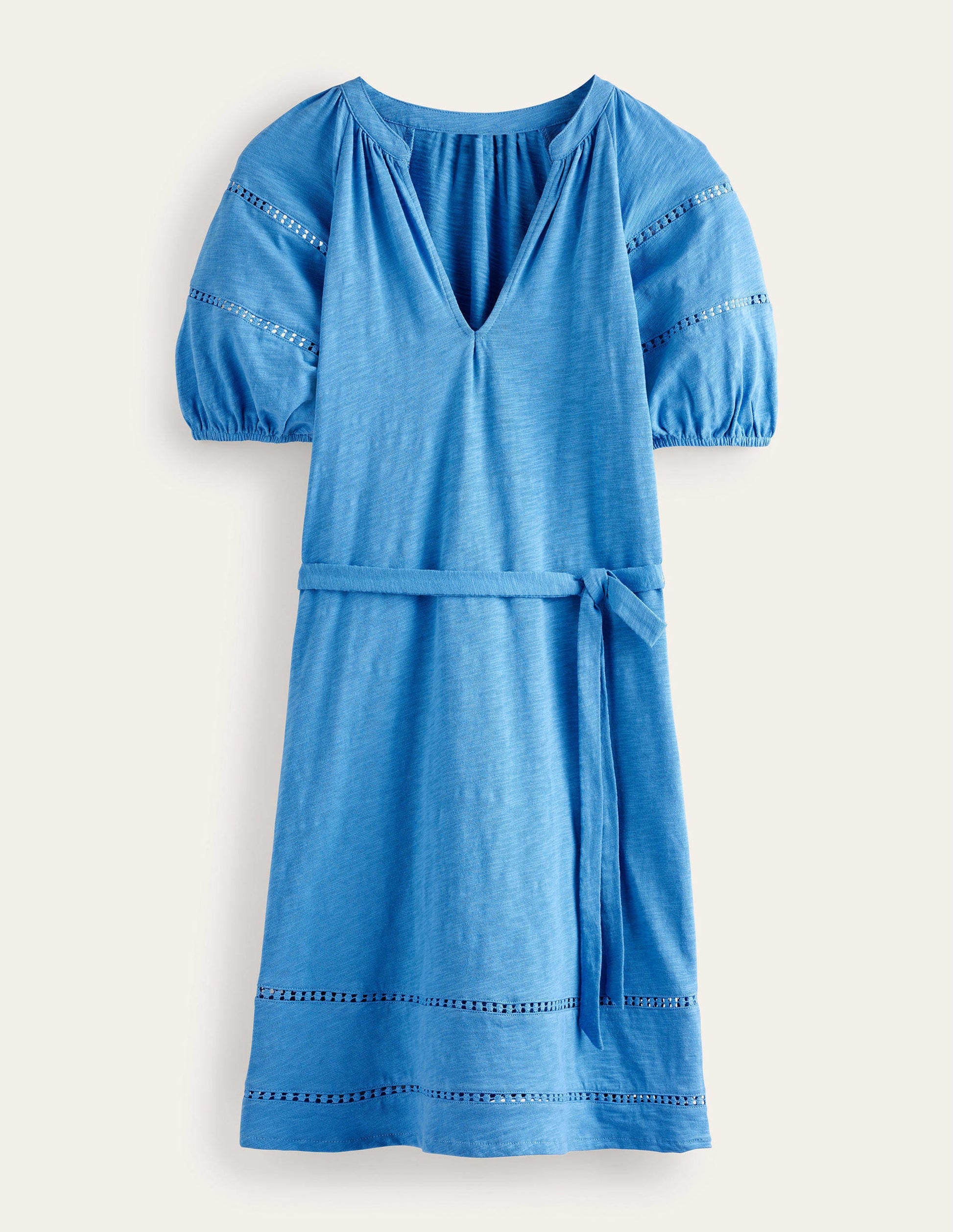 Jerseykleid mit Bortendetail-Porzellanblau-5