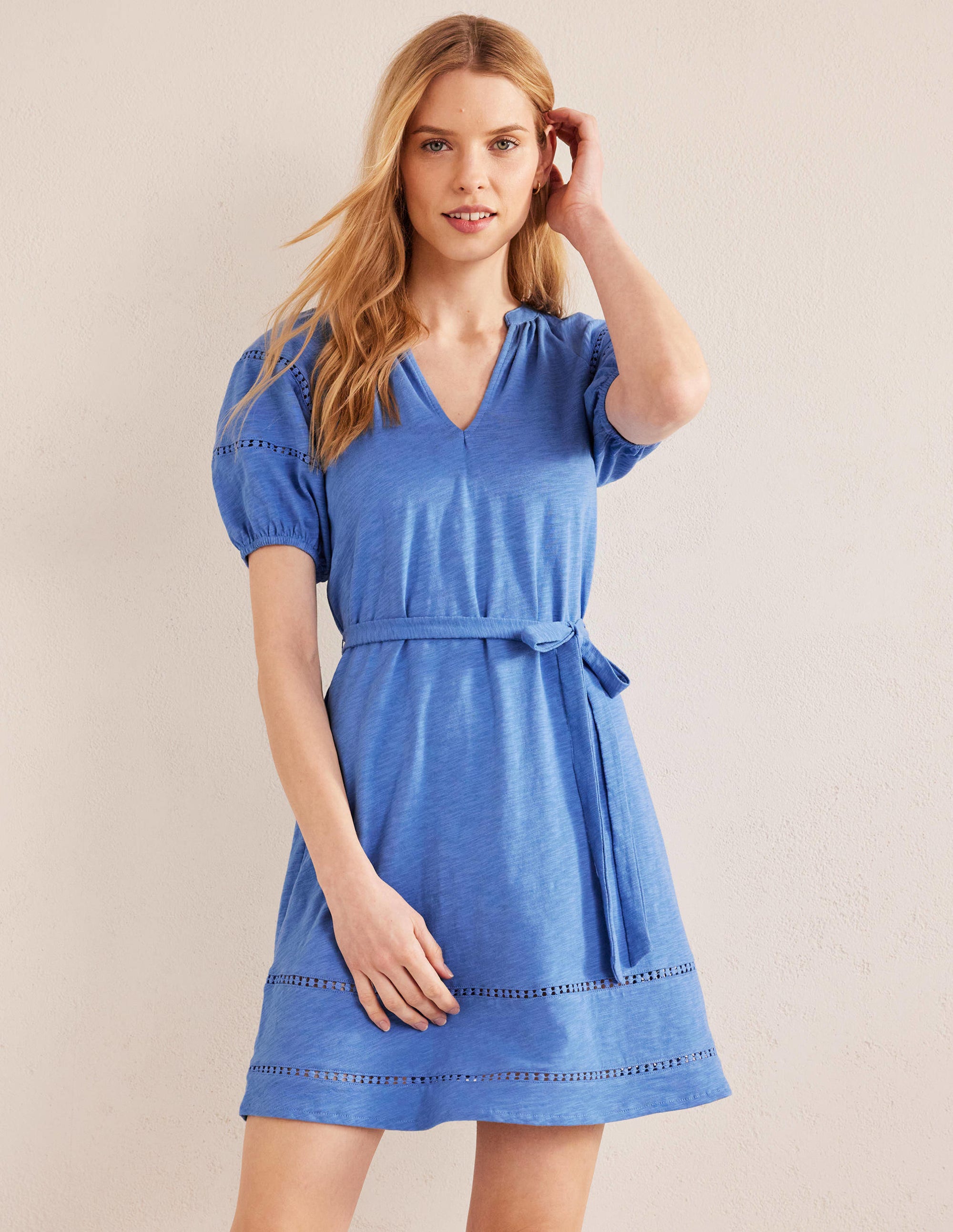 Jerseykleid mit Bortendetail-Porzellanblau - Image 1