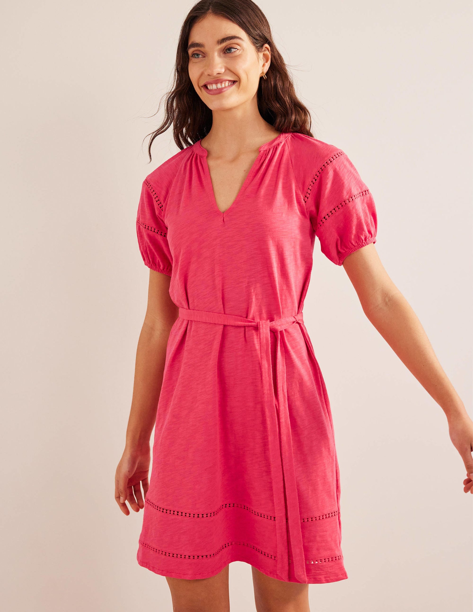 Jerseykleid mit Bortendetail-Knallige Pfingstrose - Image 1