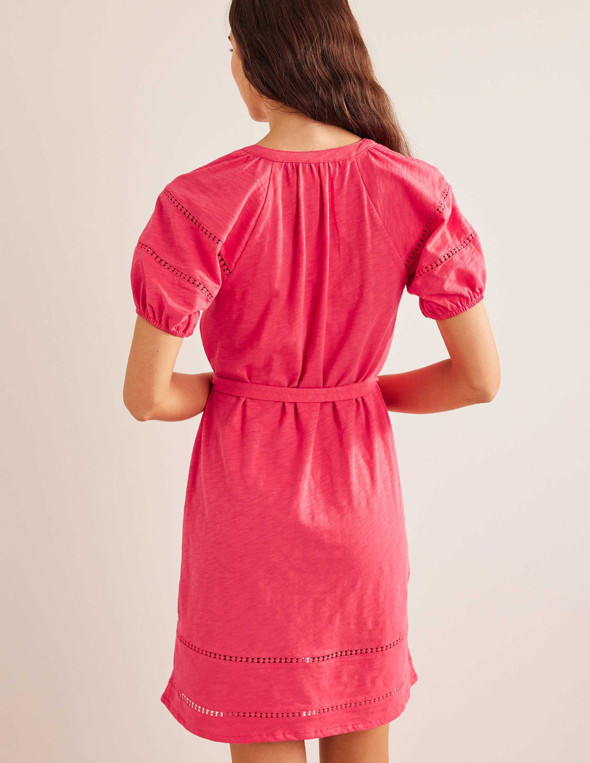 Jerseykleid mit Bortendetail-Knallige Pfingstrose-3
