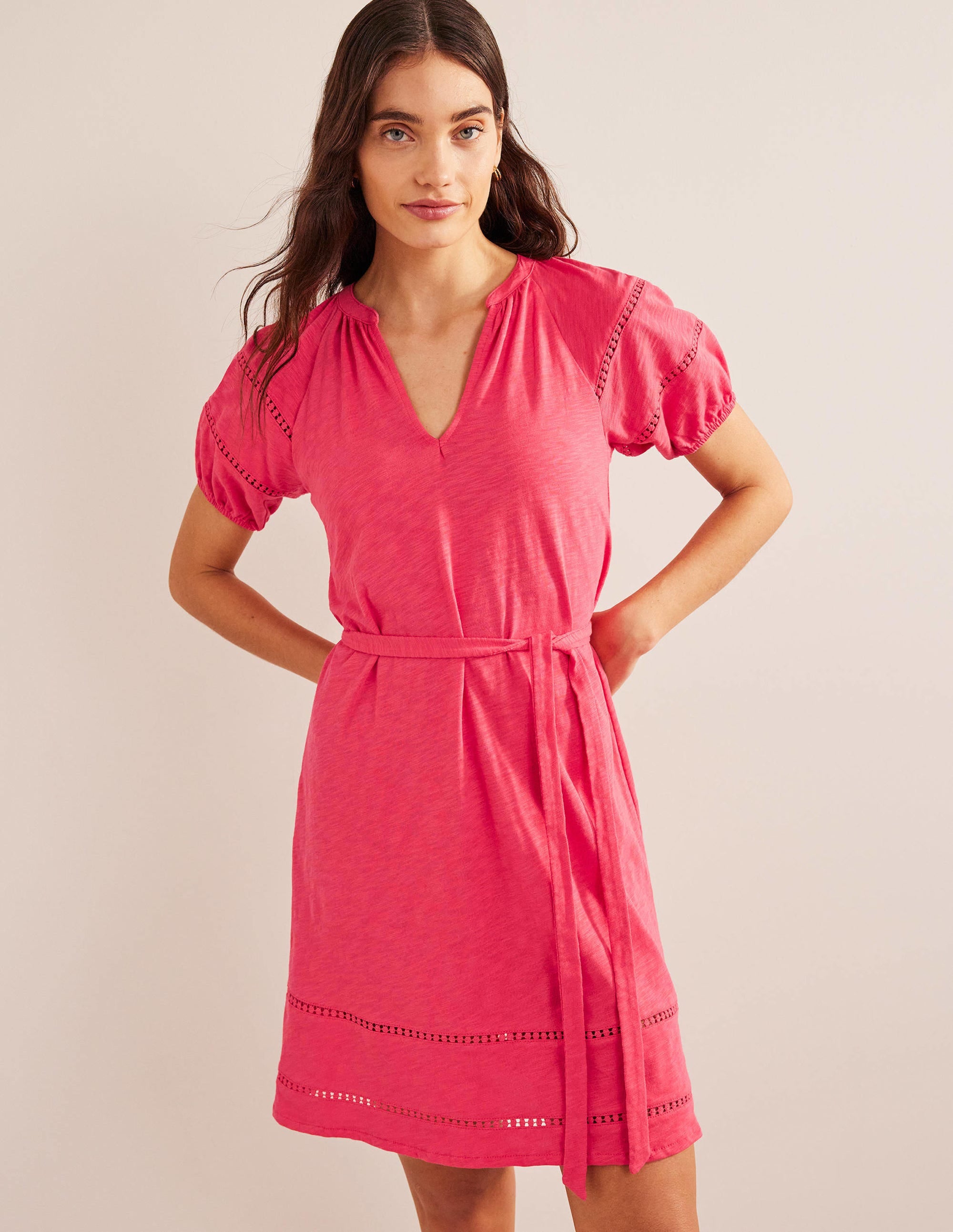 Jerseykleid mit Bortendetail-Knallige Pfingstrose - Image 4