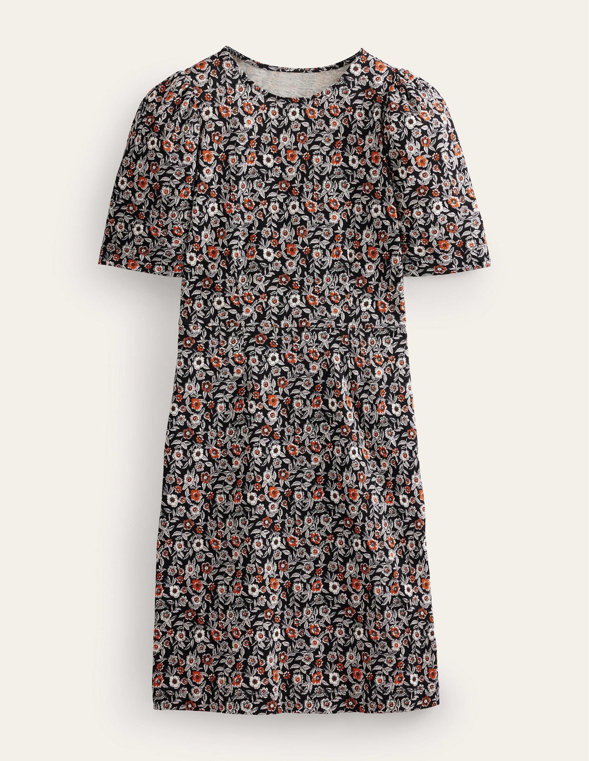 Zoe Jersey Dress-Black, Pansy Bloom-5