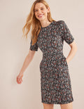 Zoe Jersey Dress-Black, Pansy Bloom