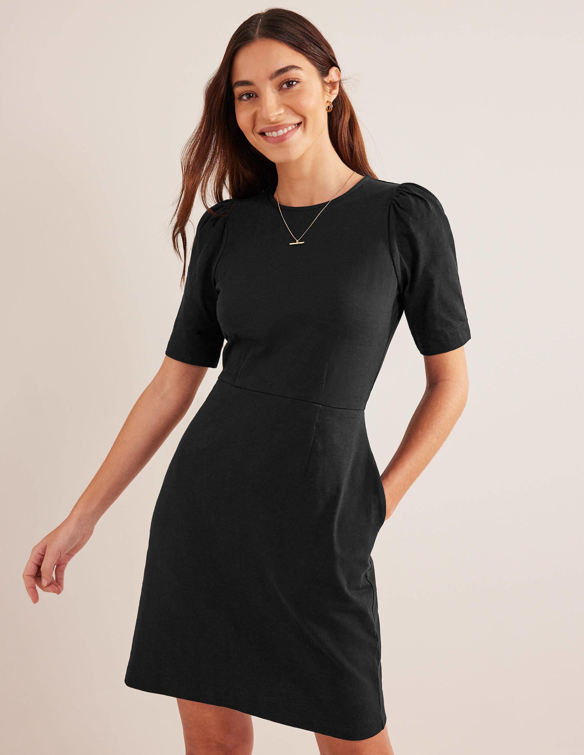 Jerseykleid mit Rundhalsausschnitt-Schwarz - Image 1