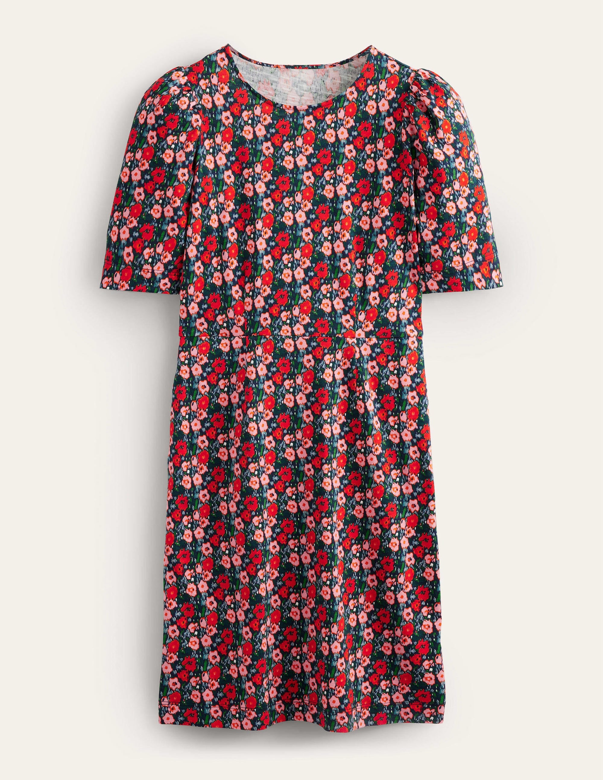 Jerseykleid mit Rundhalsausschnitt-Bunt, Abstraktes Mohnblumenmuster - Image 5