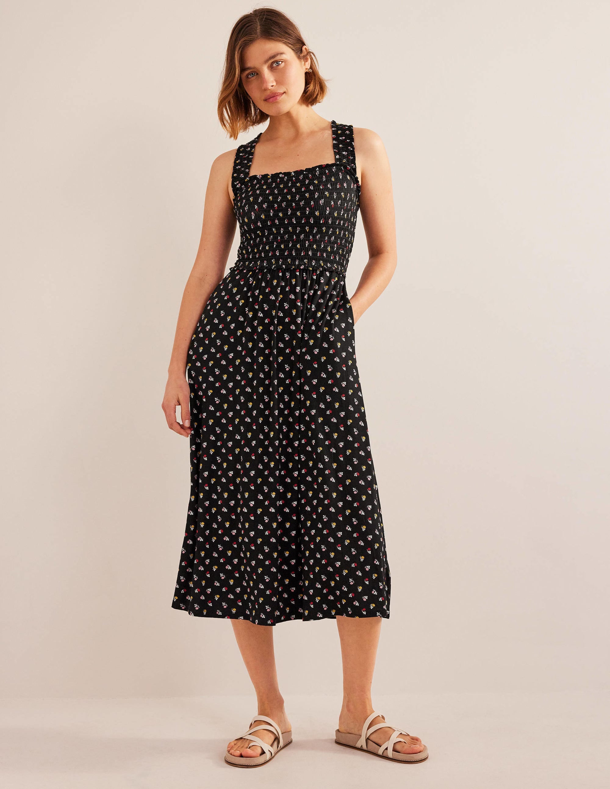 Cross Back Jersey Midi Dress-Black, Sweet Daisy - Image 1