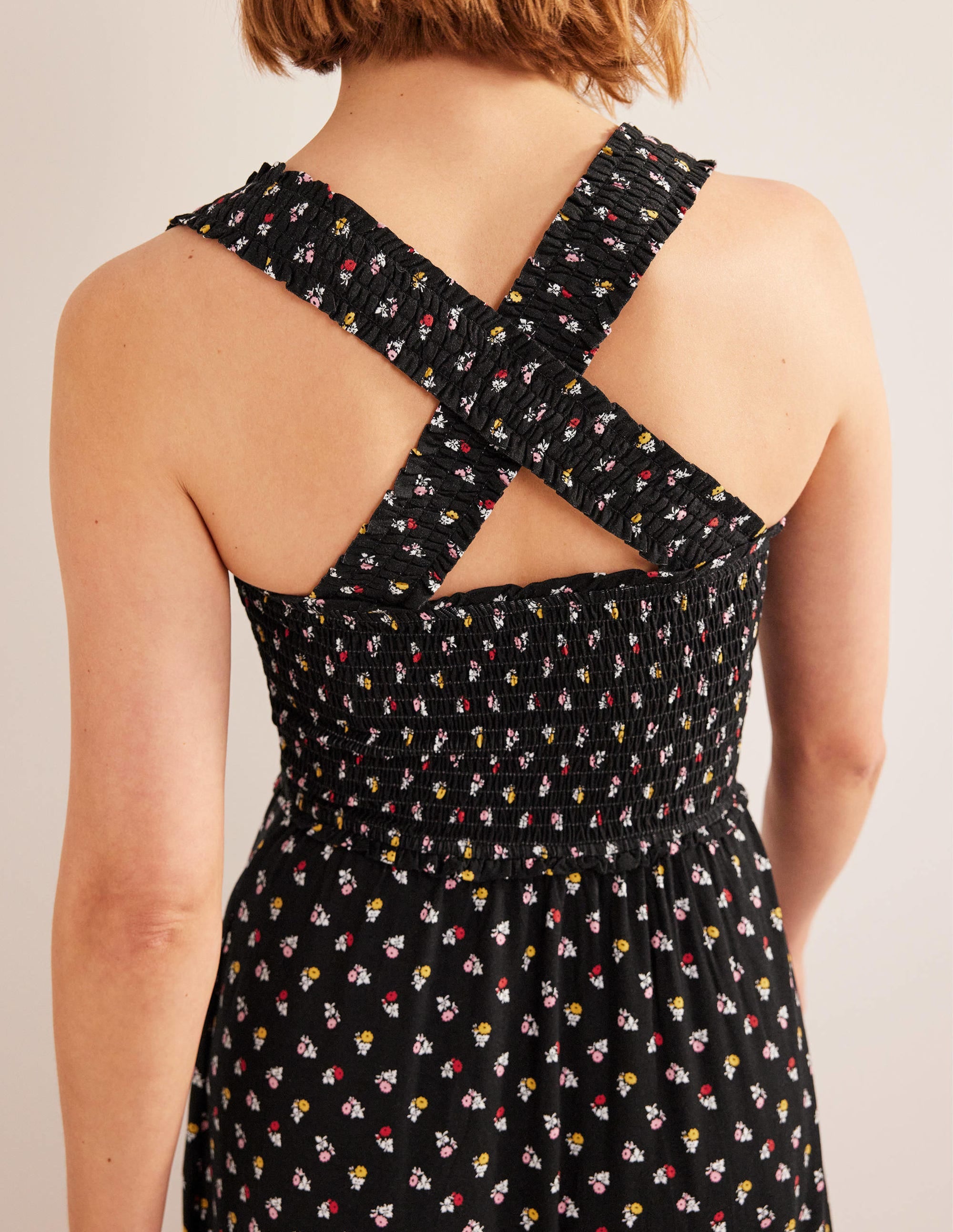Cross Back Jersey Midi Dress-Black, Sweet Daisy - Image 2