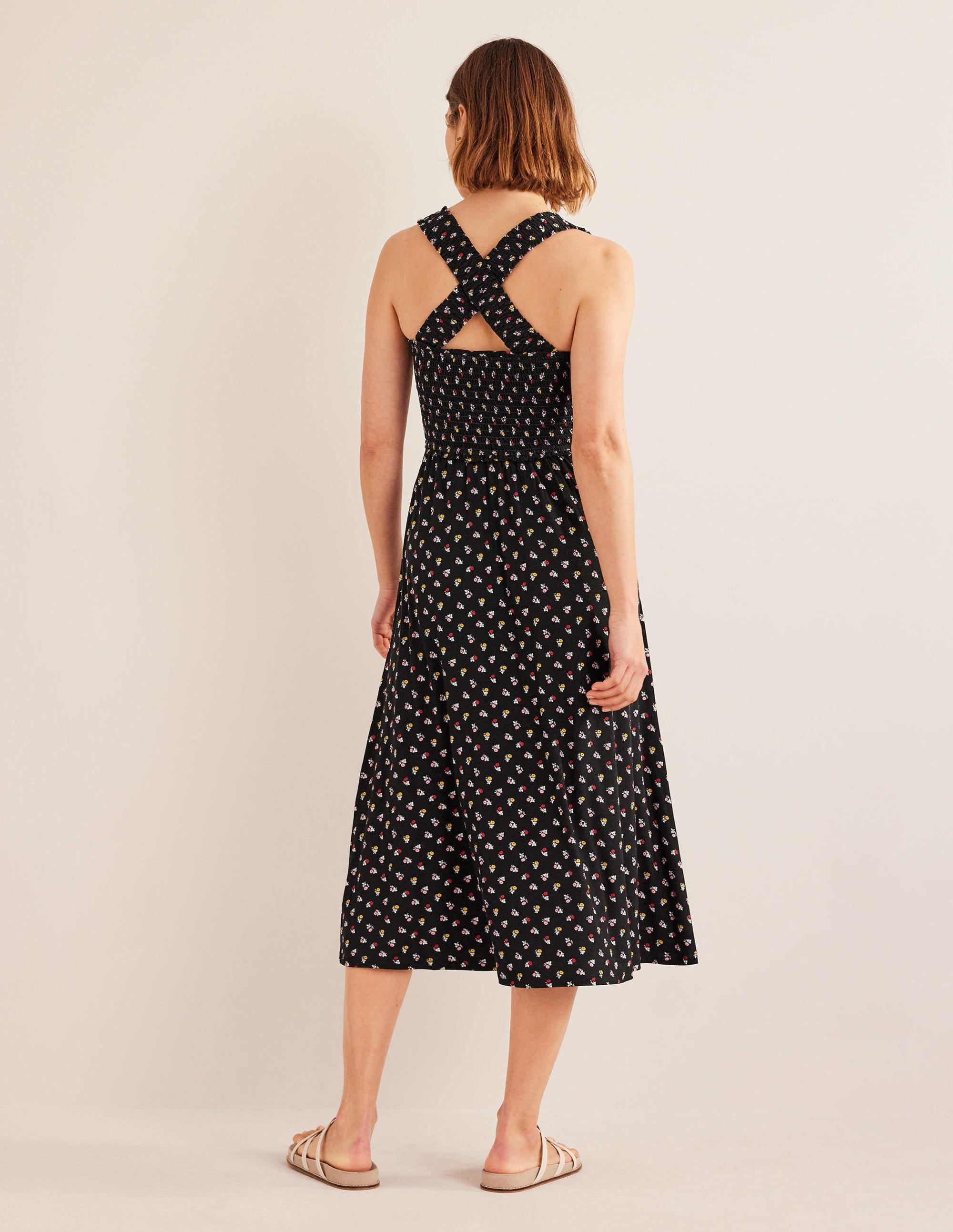 Cross Back Jersey Midi Dress-Black, Sweet Daisy - Image 3