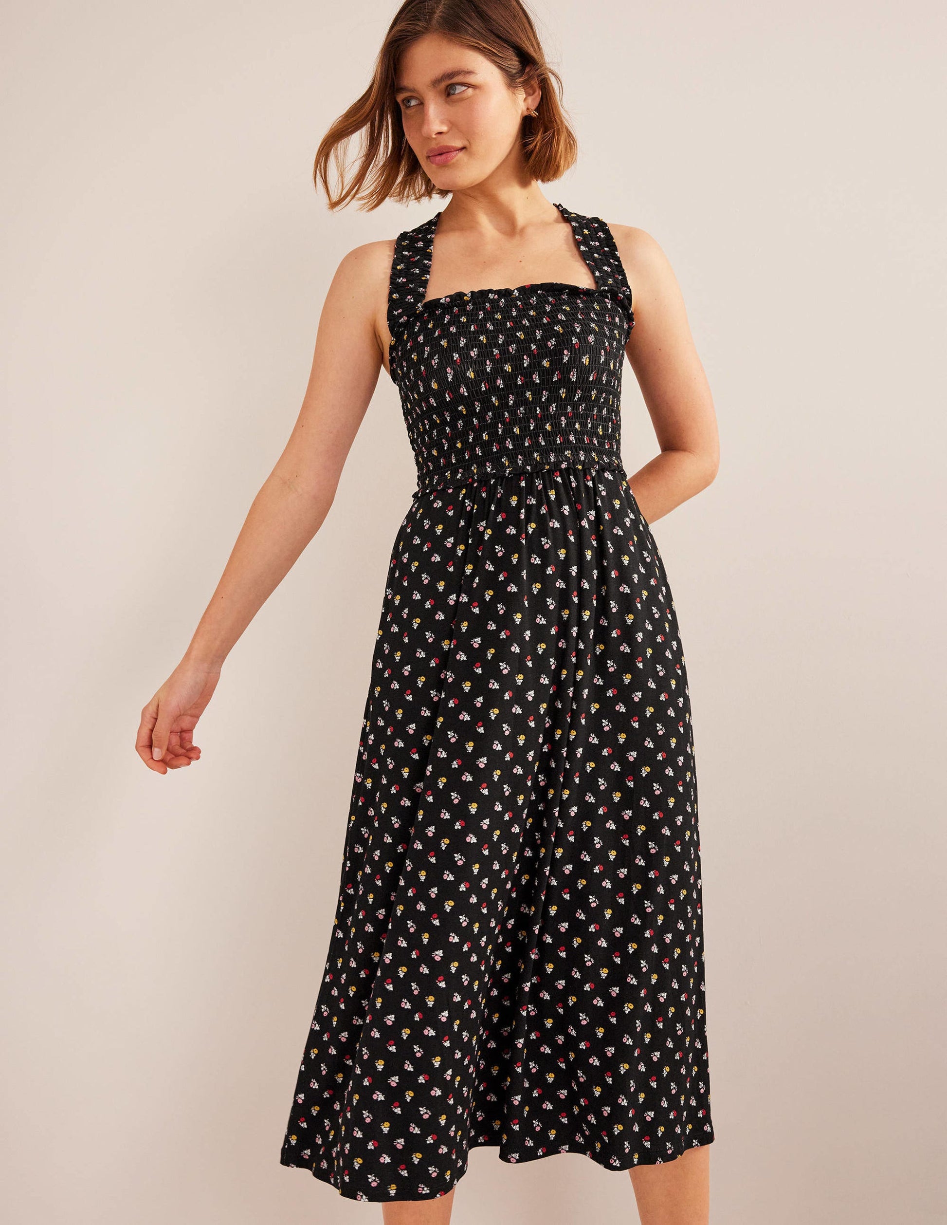 Cross Back Jersey Midi Dress-Black, Sweet Daisy-4