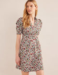 Mini-robe boutonnée style 40s-Multi, motif Dandelion Paisley