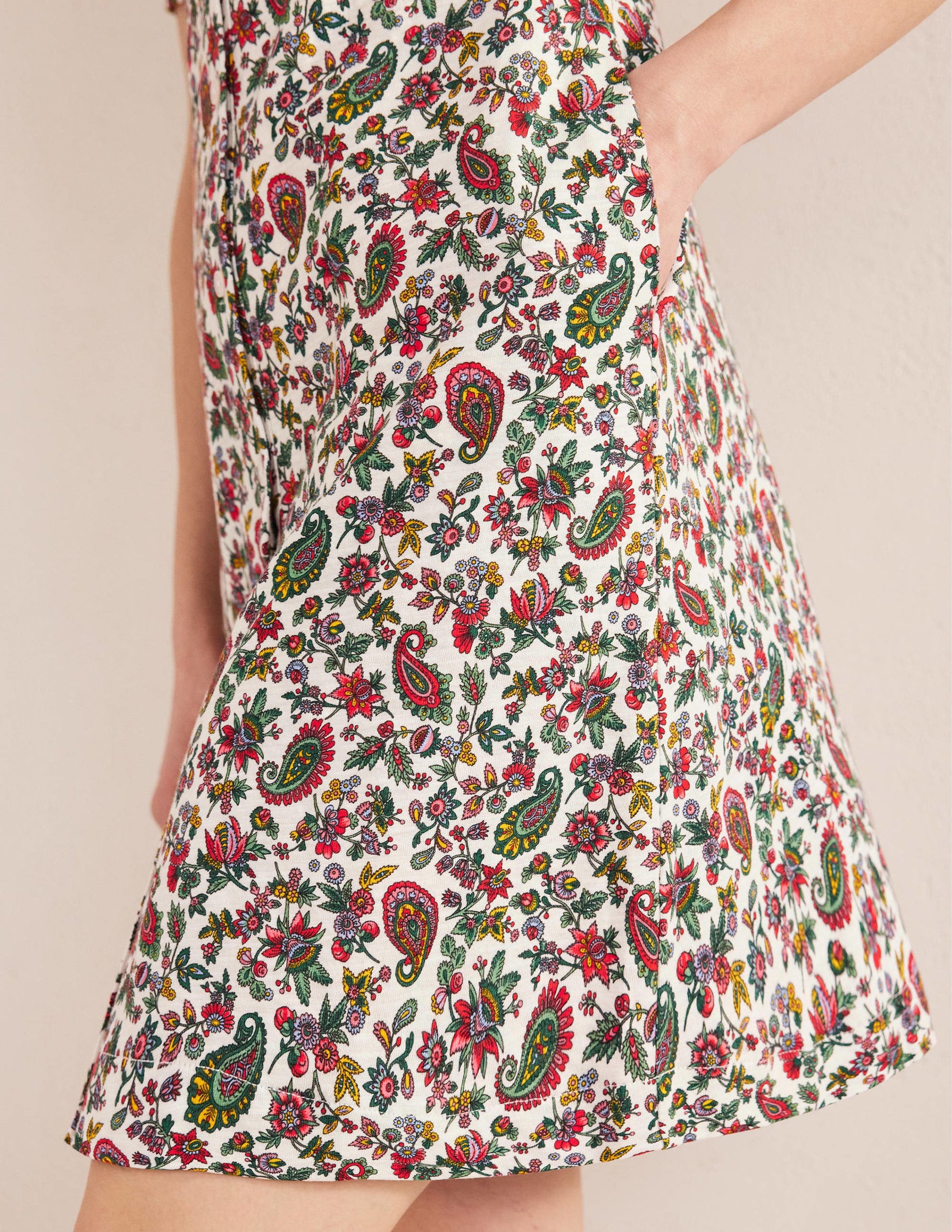 Mini-robe boutonnée style 40s-Multi, motif Dandelion Paisley-4