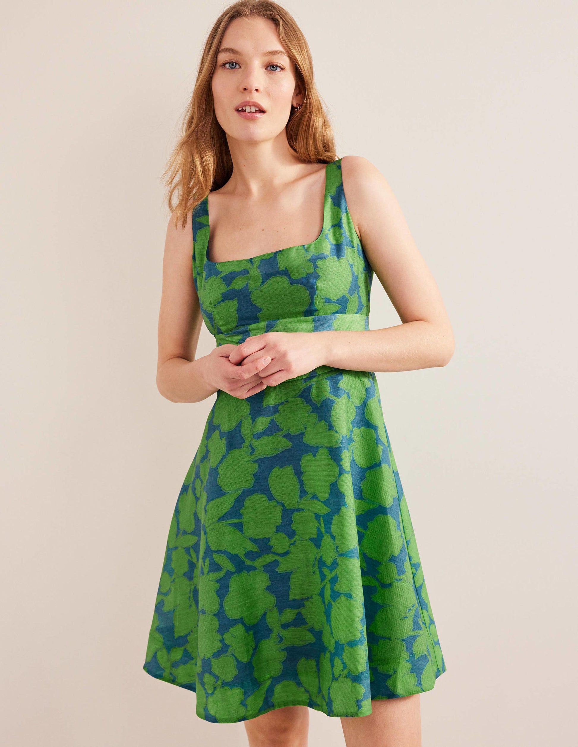Organza Mini Dress-Jasmine Green, Windsor Bloom-1