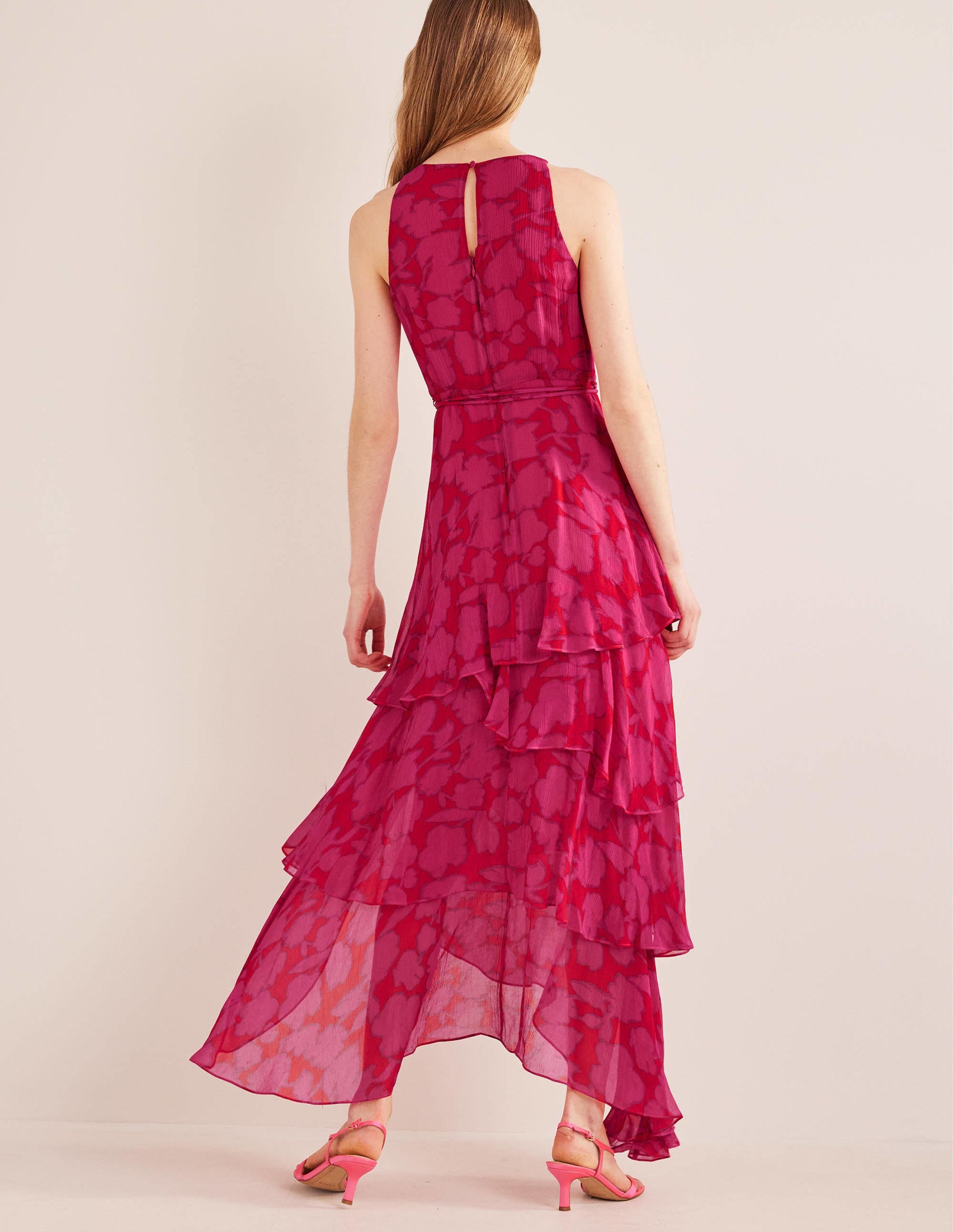 Ärmelloses Stufen-Maxikleid-Knallpink, Windsor-Blüten - Image 3