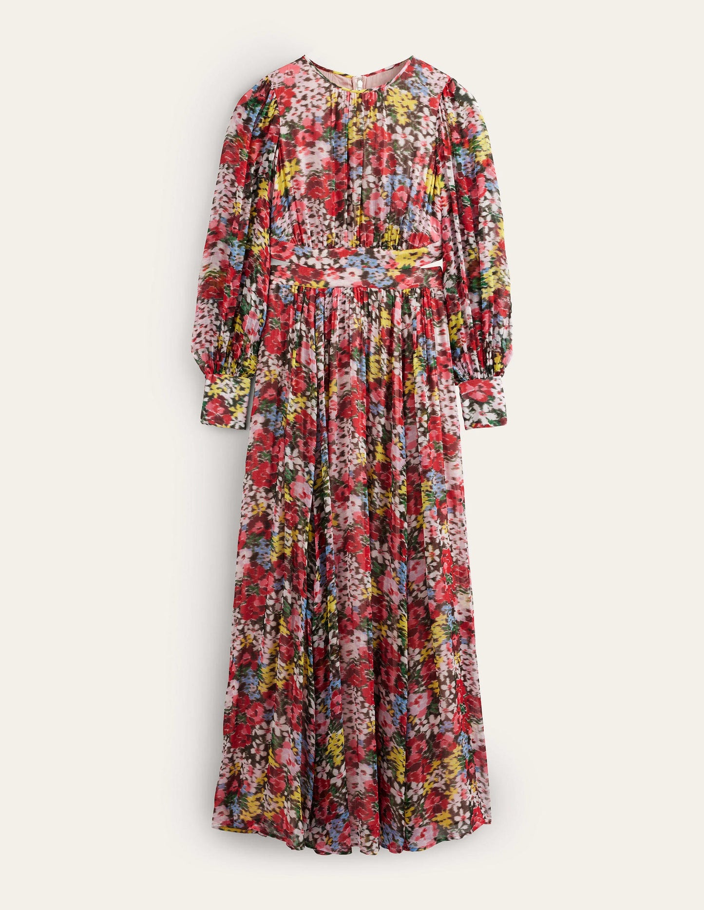 Curved Waist Maxi Dress-Multi, Moire Bloom