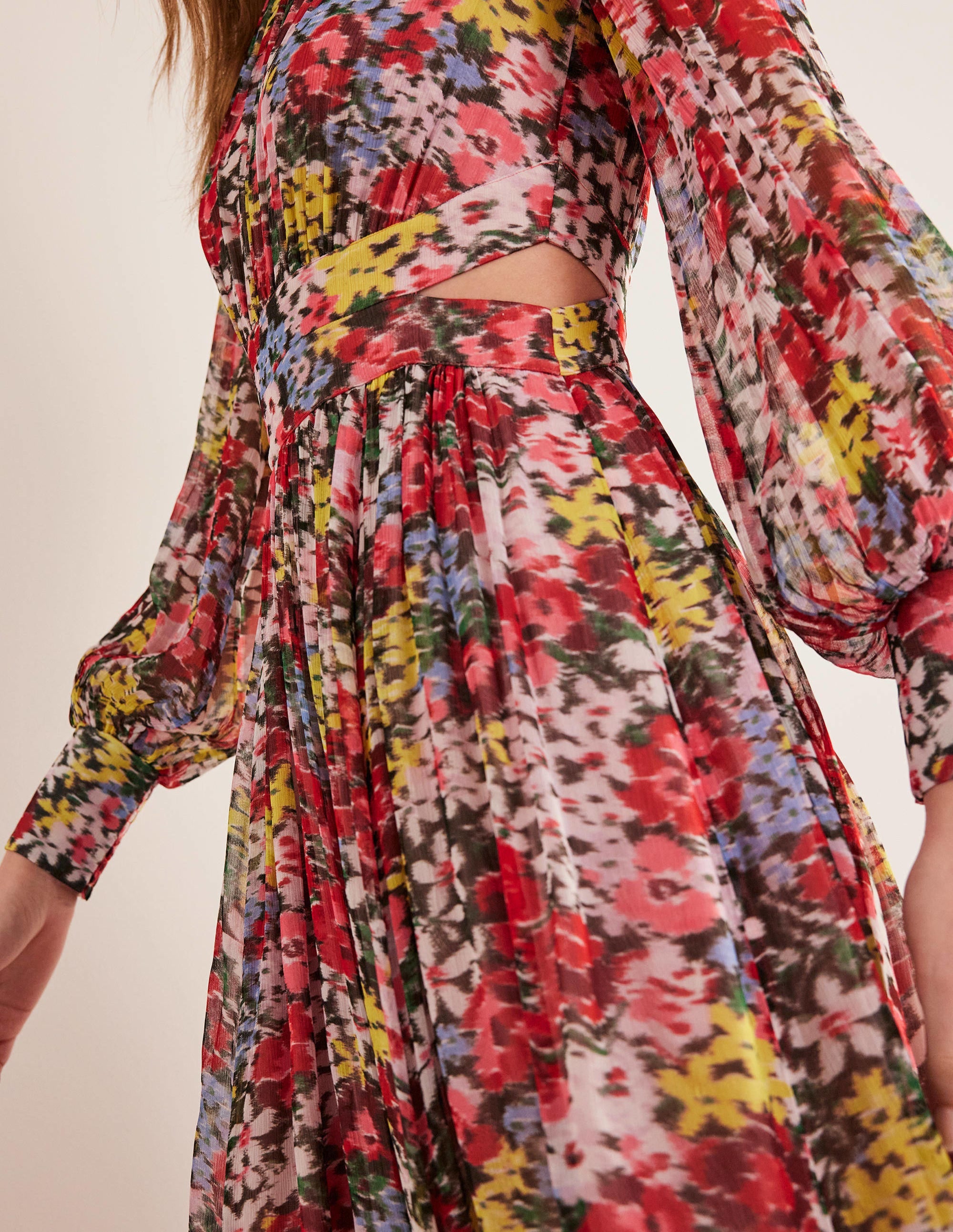 Robe longue avec taille incurvée-Multi, motif Moire Bloom - Image 2