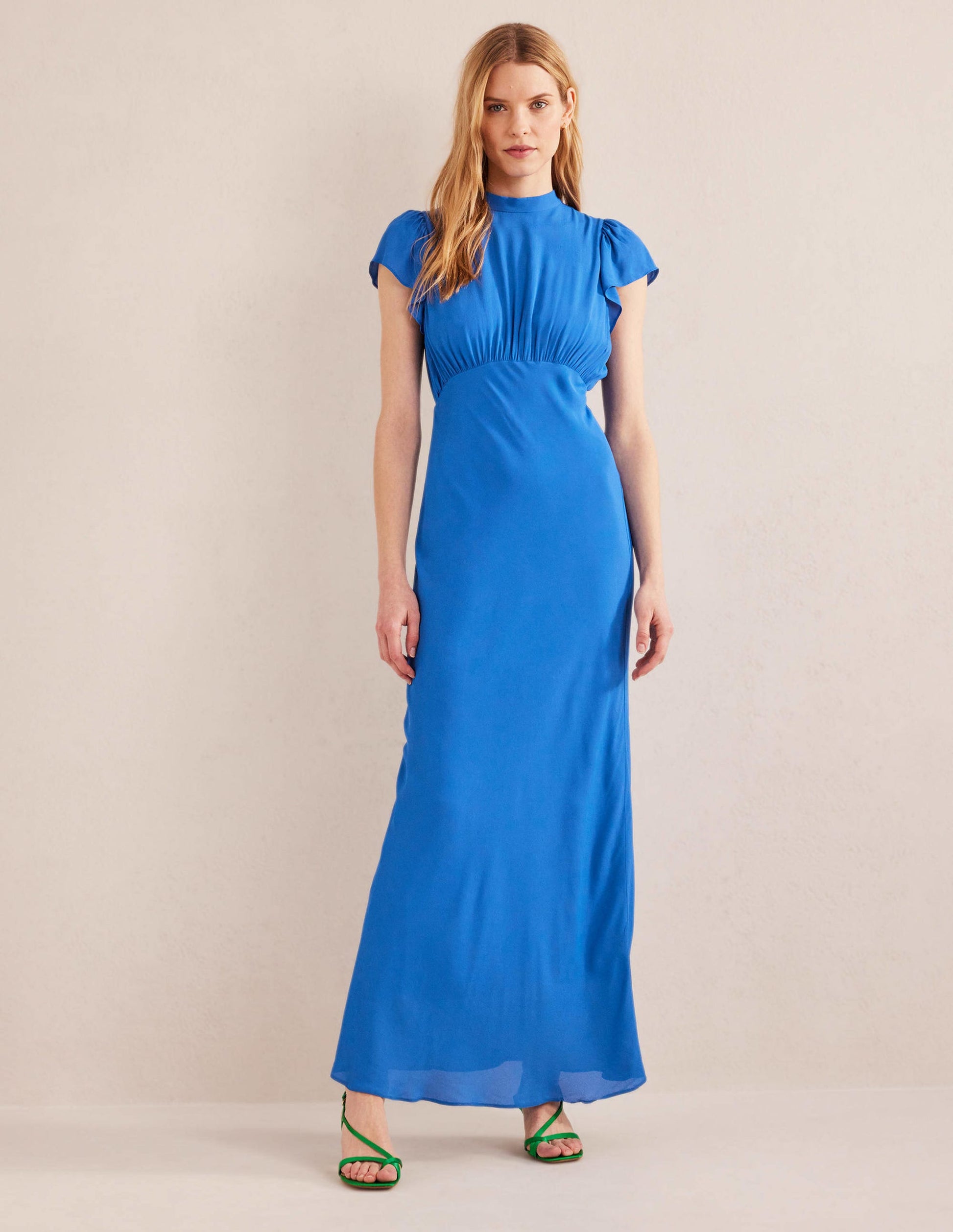 Maxikleid mit Nackenband-Cyan-1