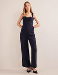 Jumpsuit mit Herzausschnitt und weitem Bein-Marineblau