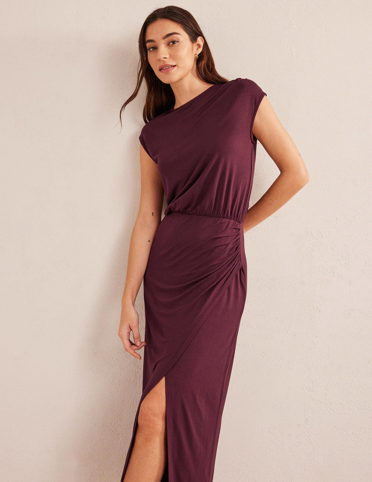 Säulen-Maxikleid aus Jersey-Dunkles Burgunderrot - Image 1