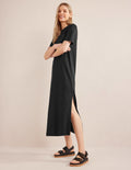 Midi-T-Shirt-Kleid aus Jersey-Schwarz