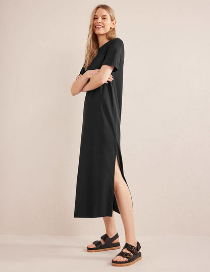 Midi-T-Shirt-Kleid aus Jersey-Schwarz-1