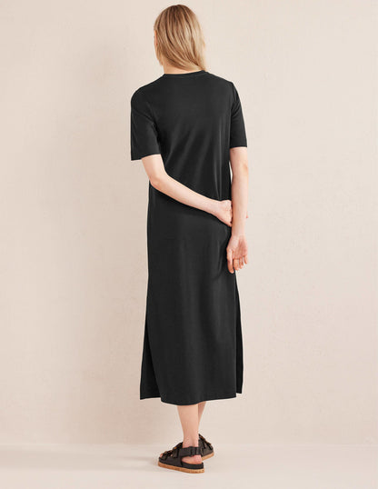 Midi-T-Shirt-Kleid aus Jersey-Schwarz-3