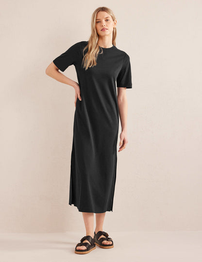 Midi-T-Shirt-Kleid aus Jersey-Schwarz-4
