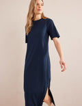 Jersey Midi T-Shirt Dress-Navy