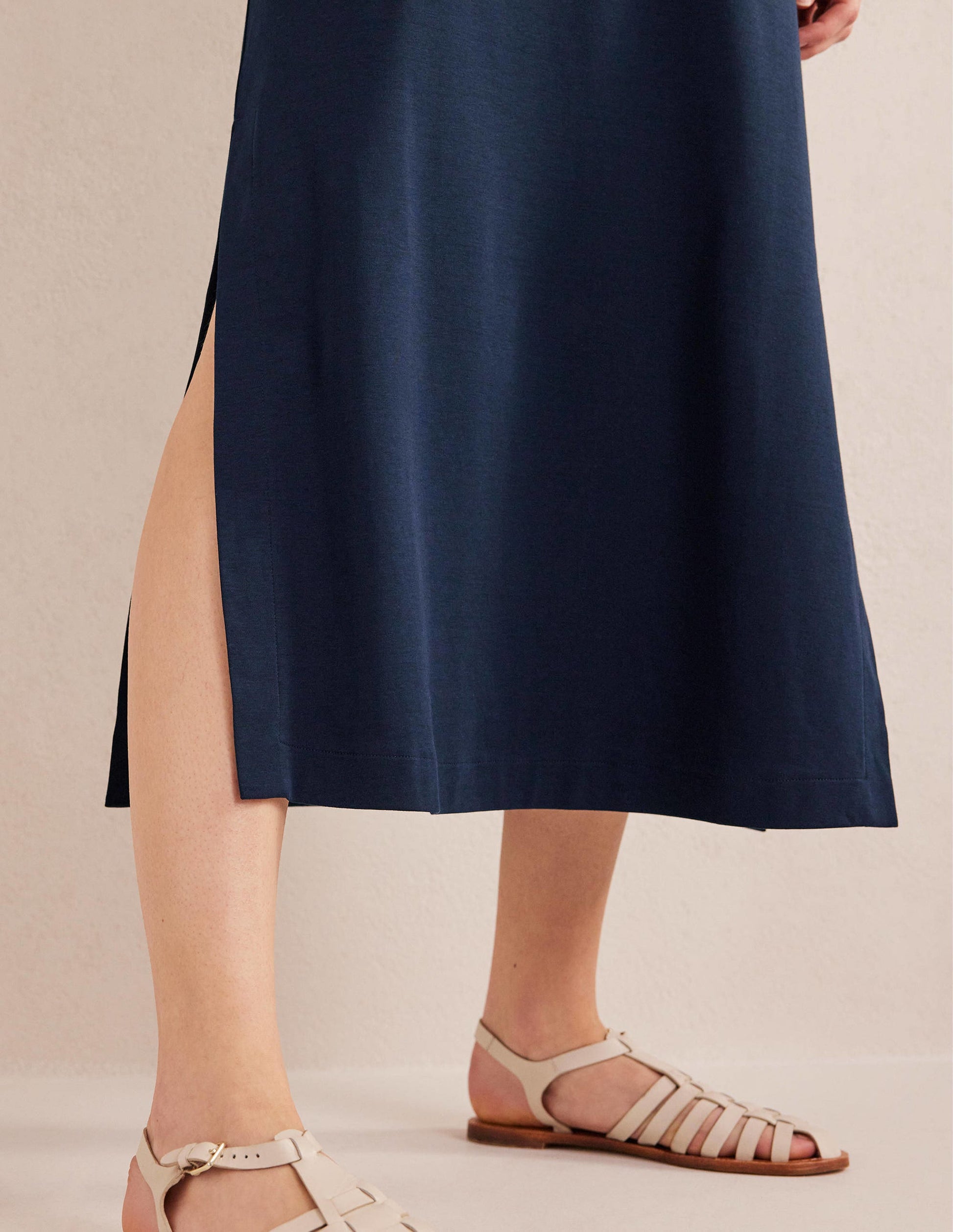 Jersey Midi T-Shirt Dress-Navy-2