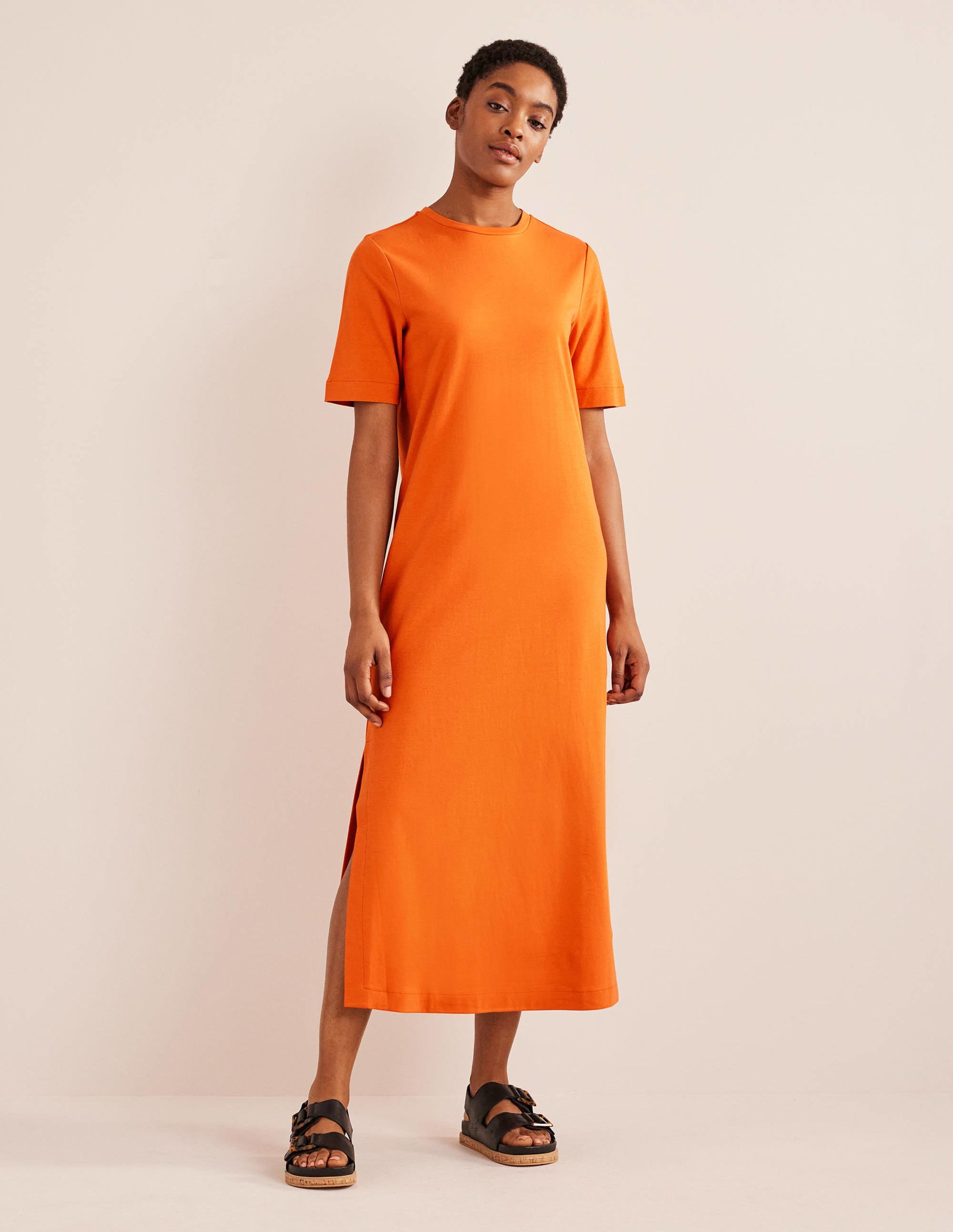 Jersey Midi T-Shirt Dress-Kumquat - Image 4